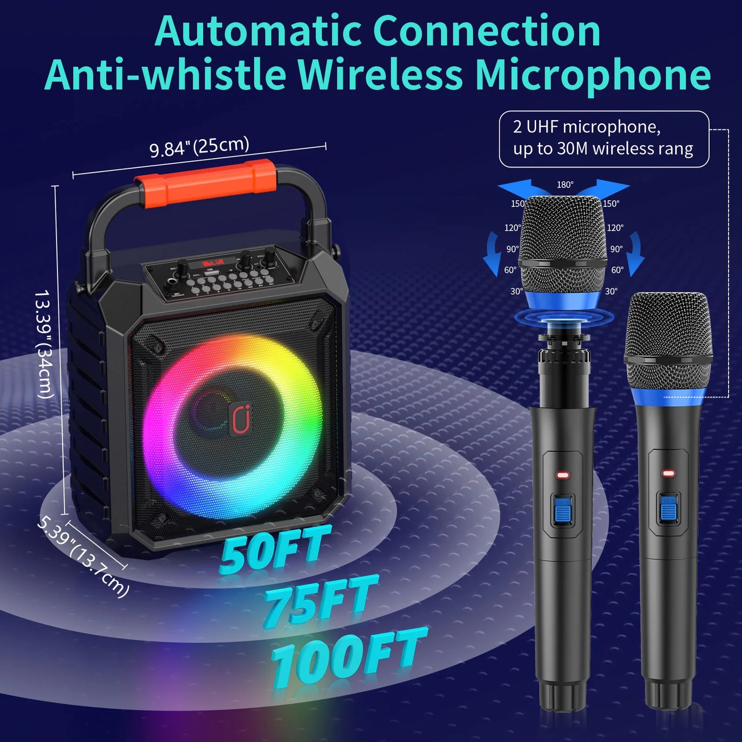 FanFun T17-T Wireless Bluetooth Karaoke Speaker System
