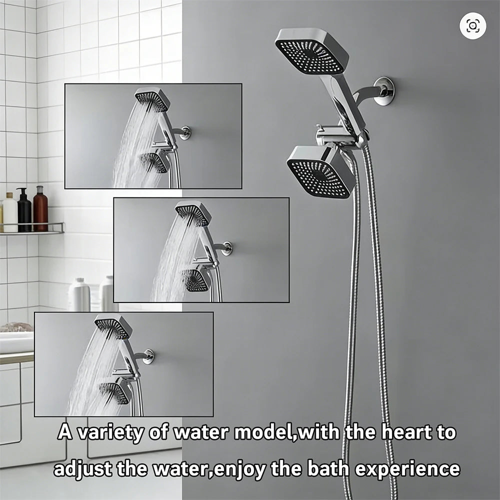 Wall Mounted Dual Shower Head Set With Three Way Valve