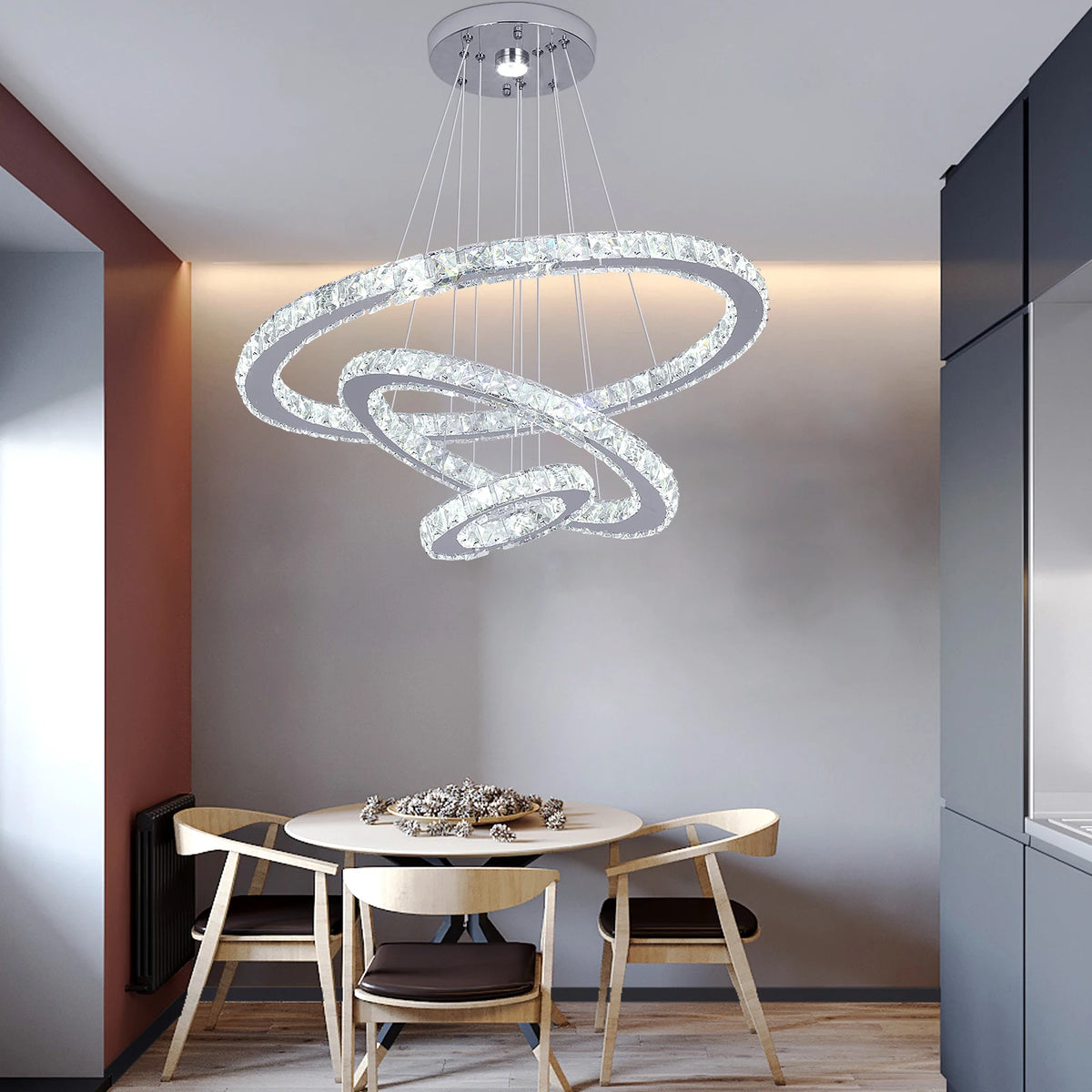 Vinilky Iron Crystal Pendant Chandelier With Lustre And Remote Control