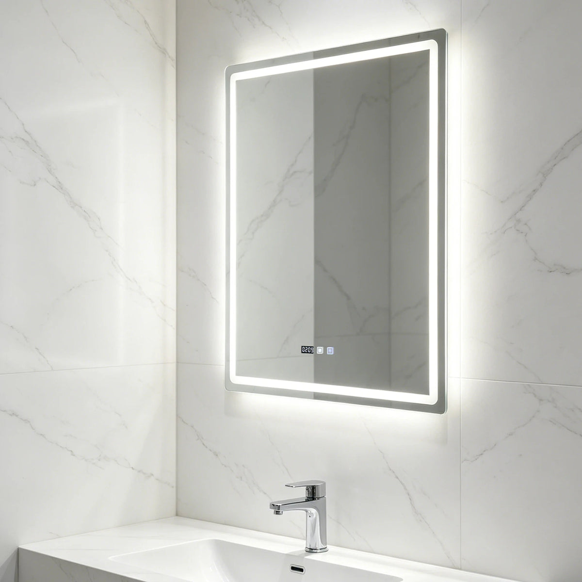 Byamaocar Dimmable Anti Fog LED Bathroom Mirror With Smart Switch