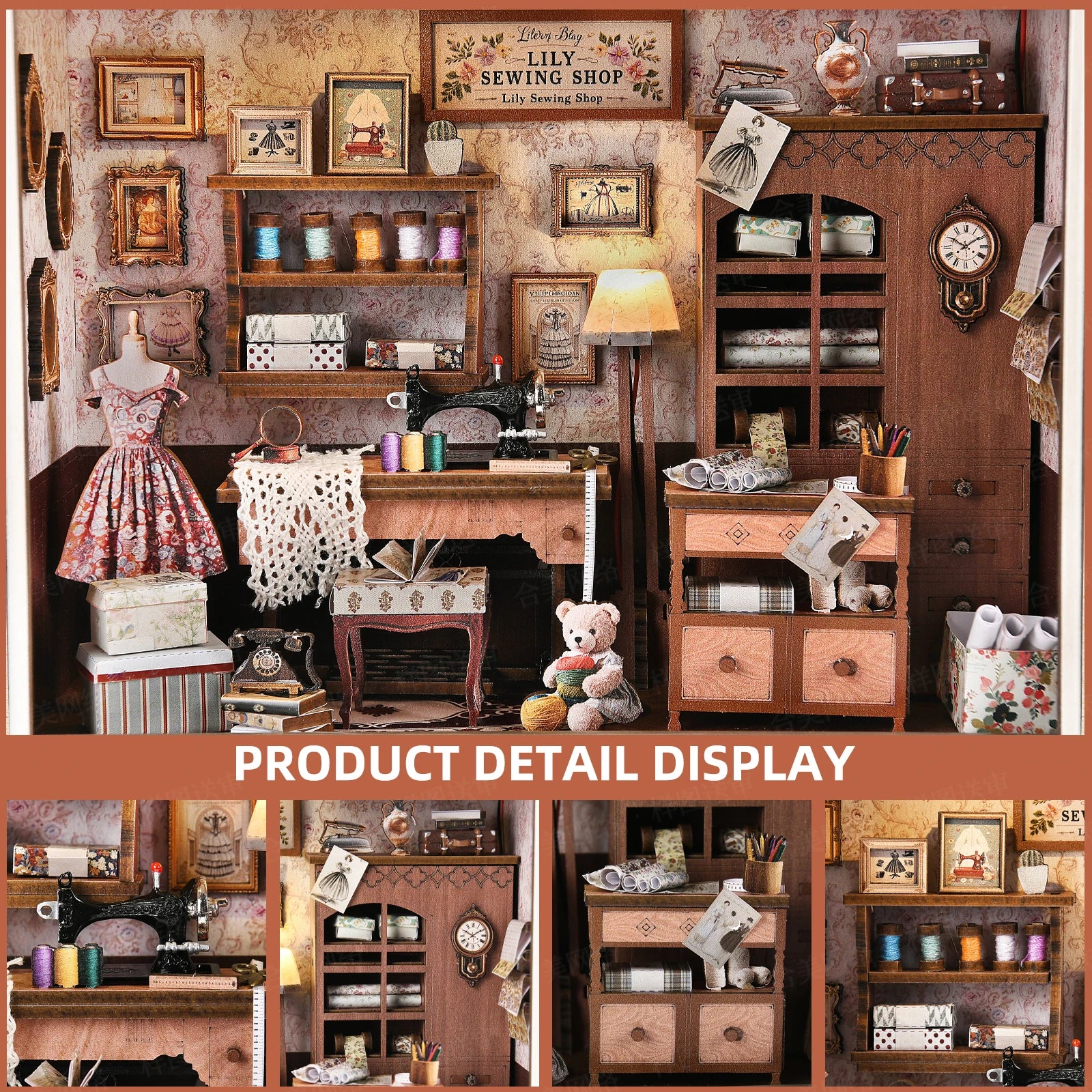 ASLOWSNAIL Book Nook Kit Tailor's Shop DIY 3D Wooden Puzzle - Home and Haven Store