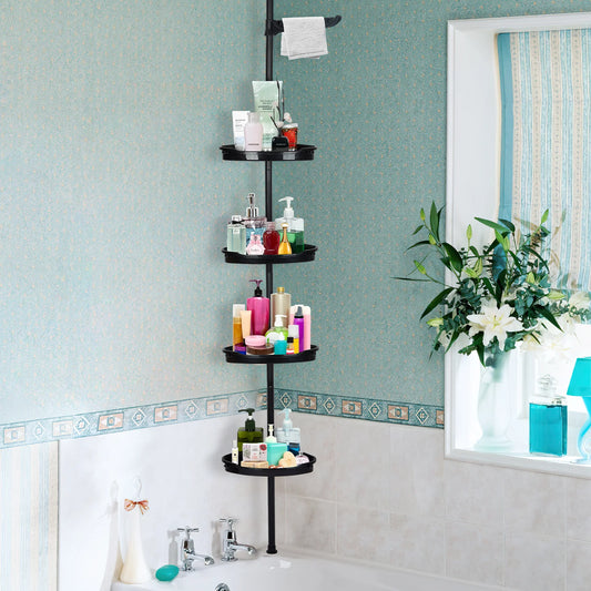 HiMISS Four Tier Corner Shower Caddy With Adjustable Tension Pole
