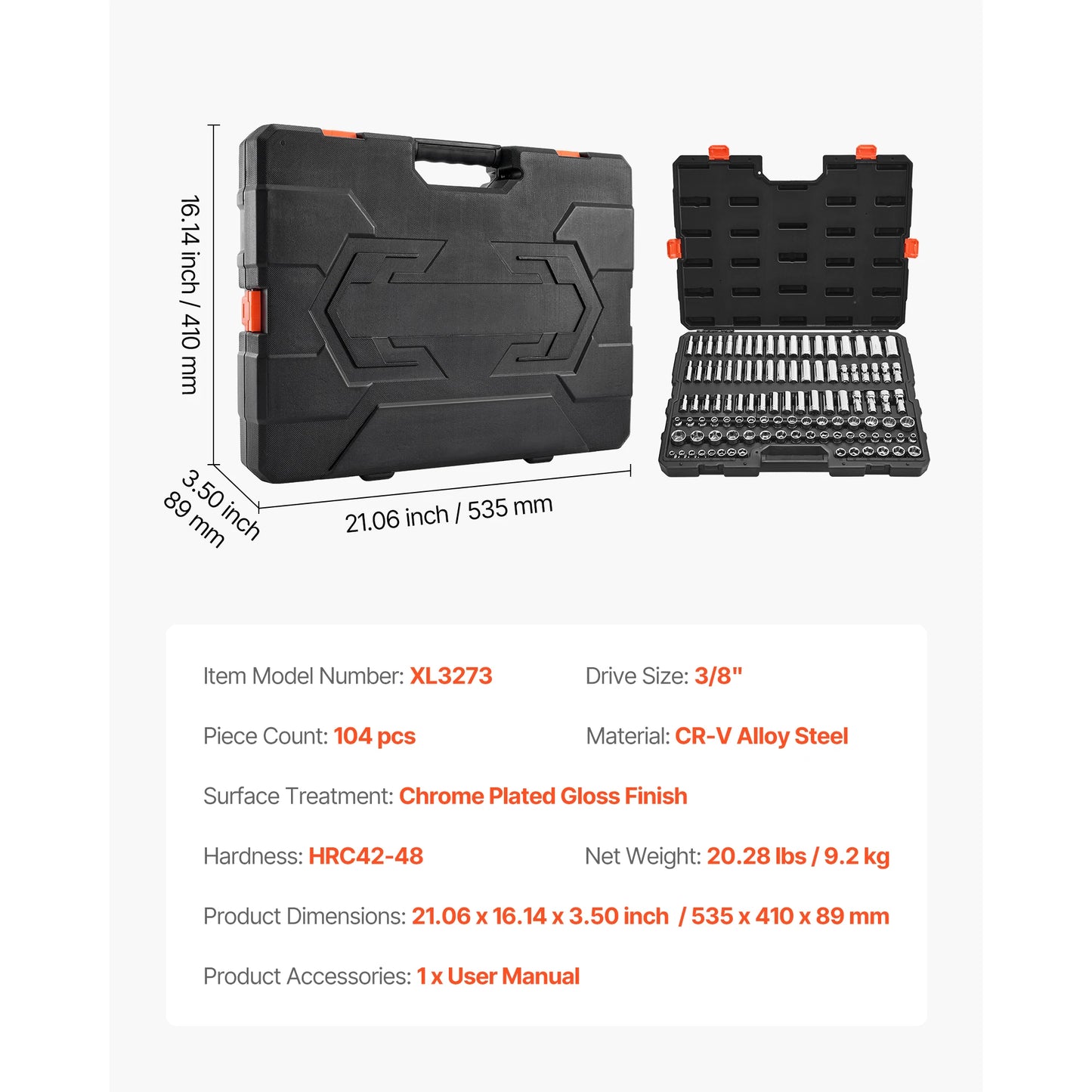 SucceBuy Socket Set With Ratchet Wrench SAE And Metric