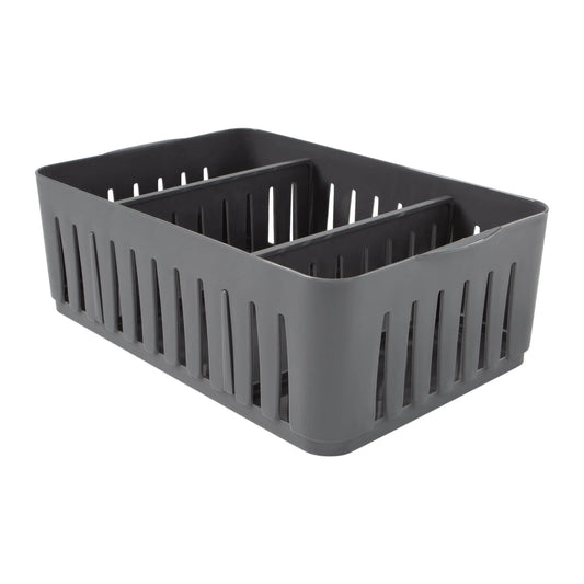 Stackable Plastic Organizer Bin With Adjustable Dividers