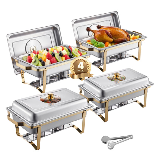 SucceBuy Stainless Steel Chafing Dish Buffet Set With 4 Pans - Home and Haven Store