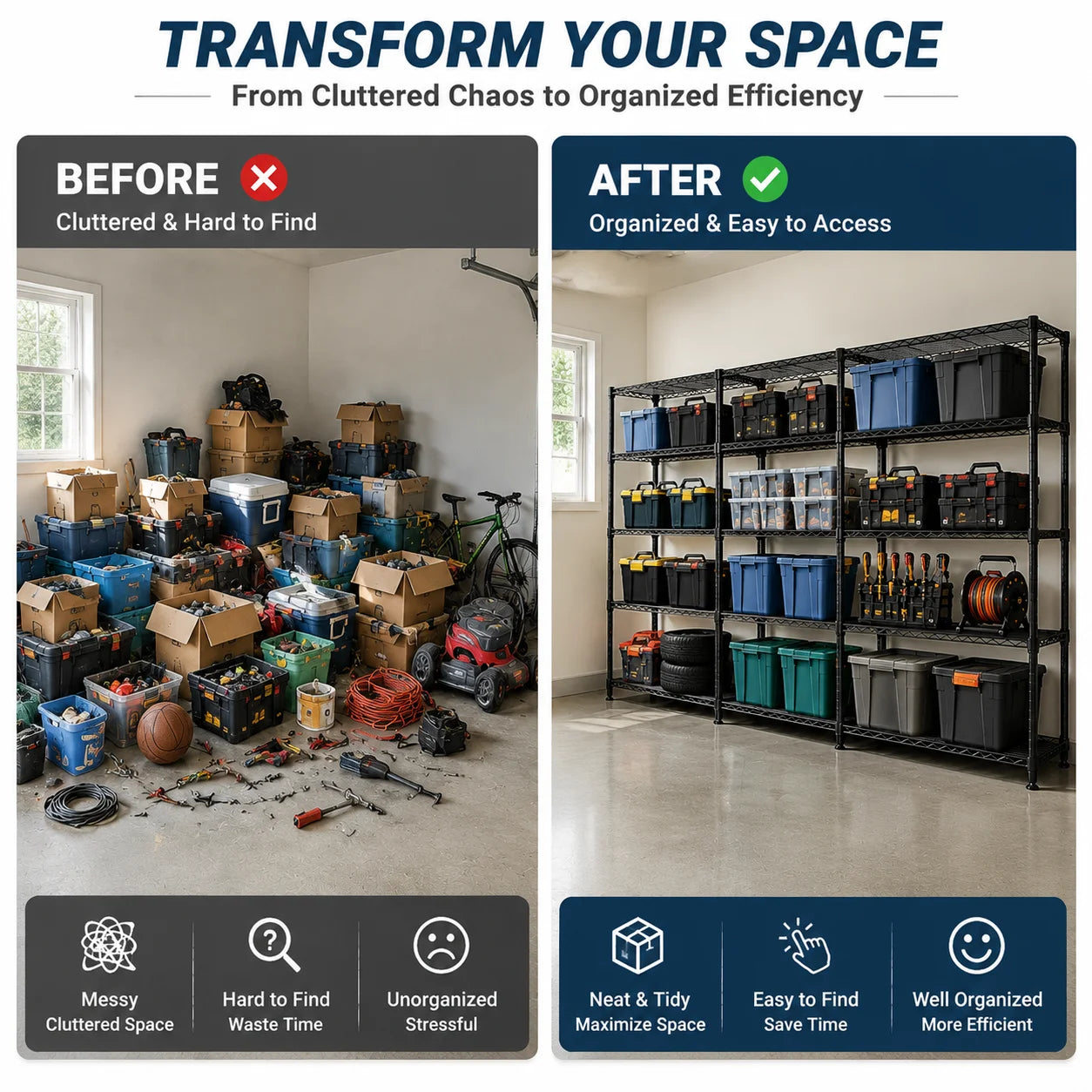 Heavy Duty Metal Storage Shelving Rack For Garage Organization