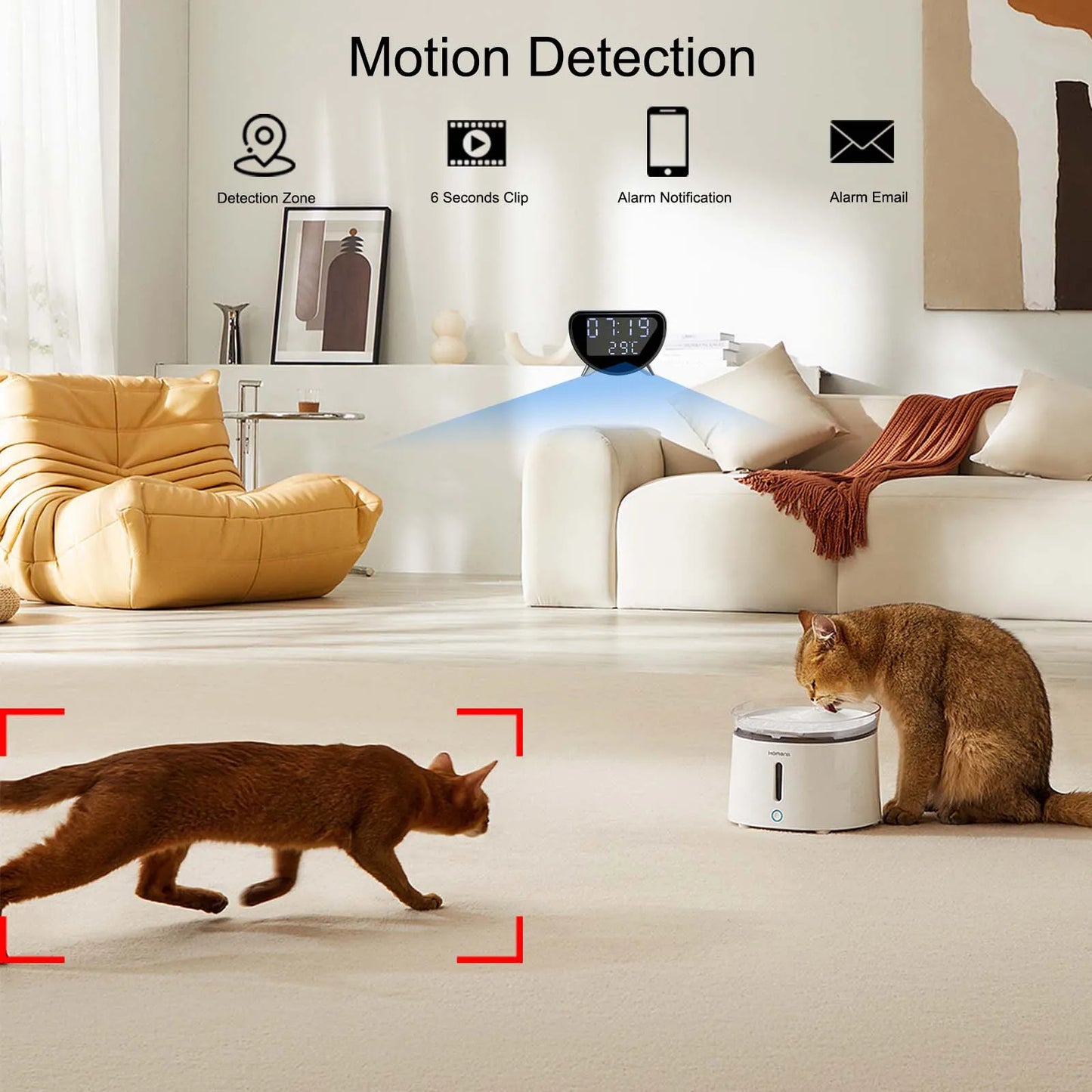 Ouvis 4K WiFi Clock Camera Wireless Charging App Control