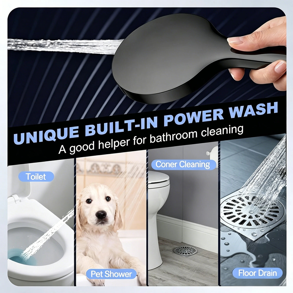 Stainless Steel Adjustable Shower System With Handheld Rainfall Head