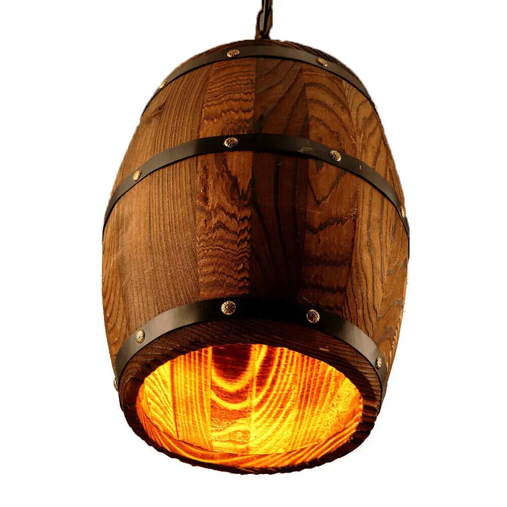 Vintage Wooden Wine Barrel Pendant Ceiling Lamp for Rustic Interiors