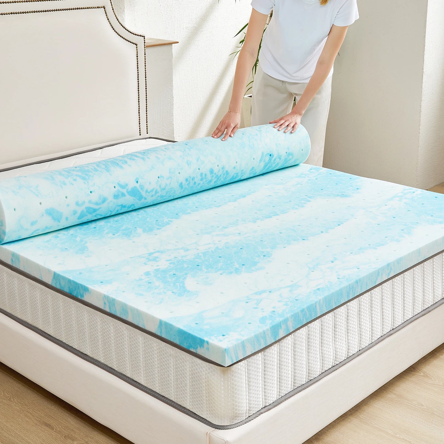 JHK Gel Cooling Memory Foam Mattress Topper Soft And Breathable - Home and Haven Store