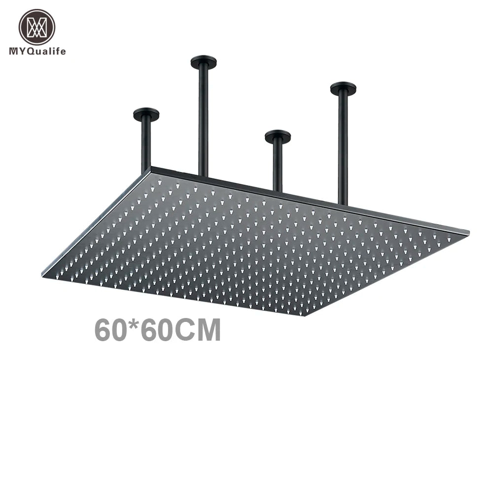MYQualife LED Rainfall Shower Head Ceiling Mounted Solid Brass