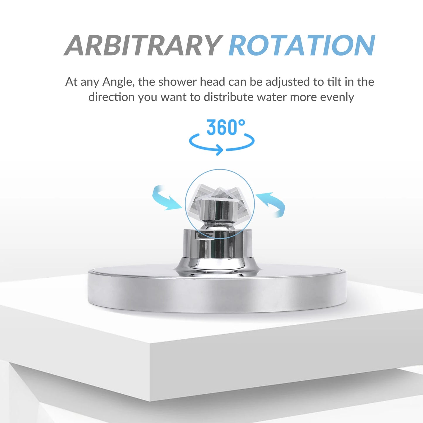 Stainless Steel Rain Shower Head Adjustable Wall Mount Fixture