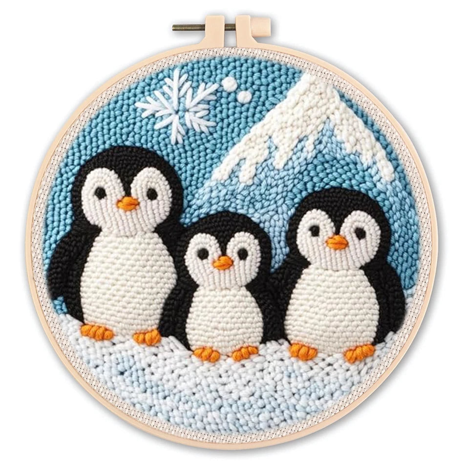 Diy Punch Needle Embroidery Starter Kit For Beginners Cartoon Animals - Home and Haven Store