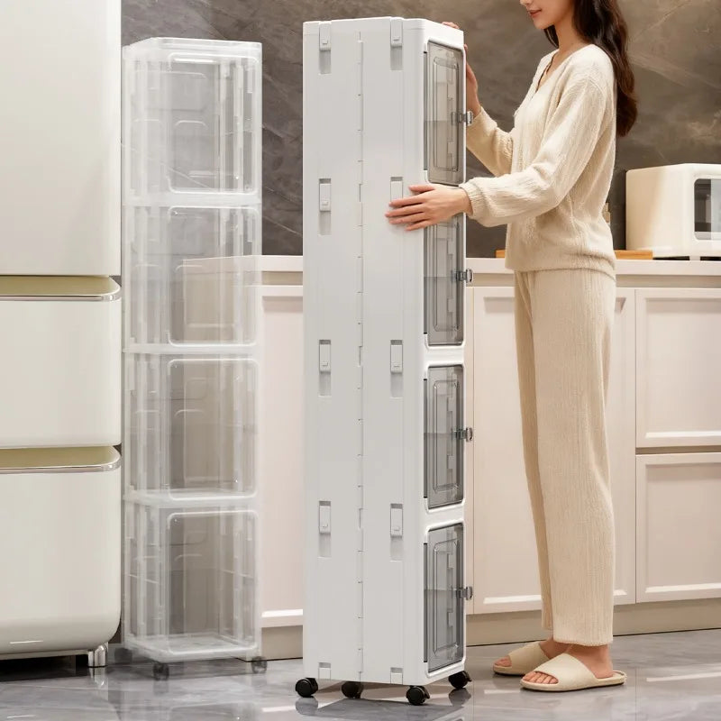 Nifogo 5 Tier Slim Rolling Storage Cabinet With Clear Doors