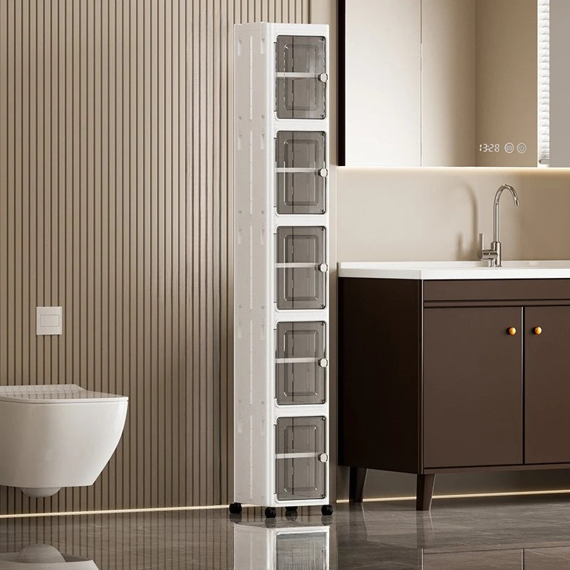Nifogo 5 Tier Slim Rolling Storage Cabinet With Clear Doors
