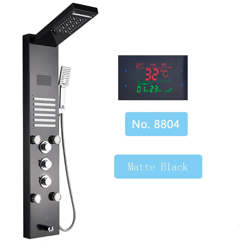Shinessia Luxury Led Shower Panel With Dual Control Massage Jets
