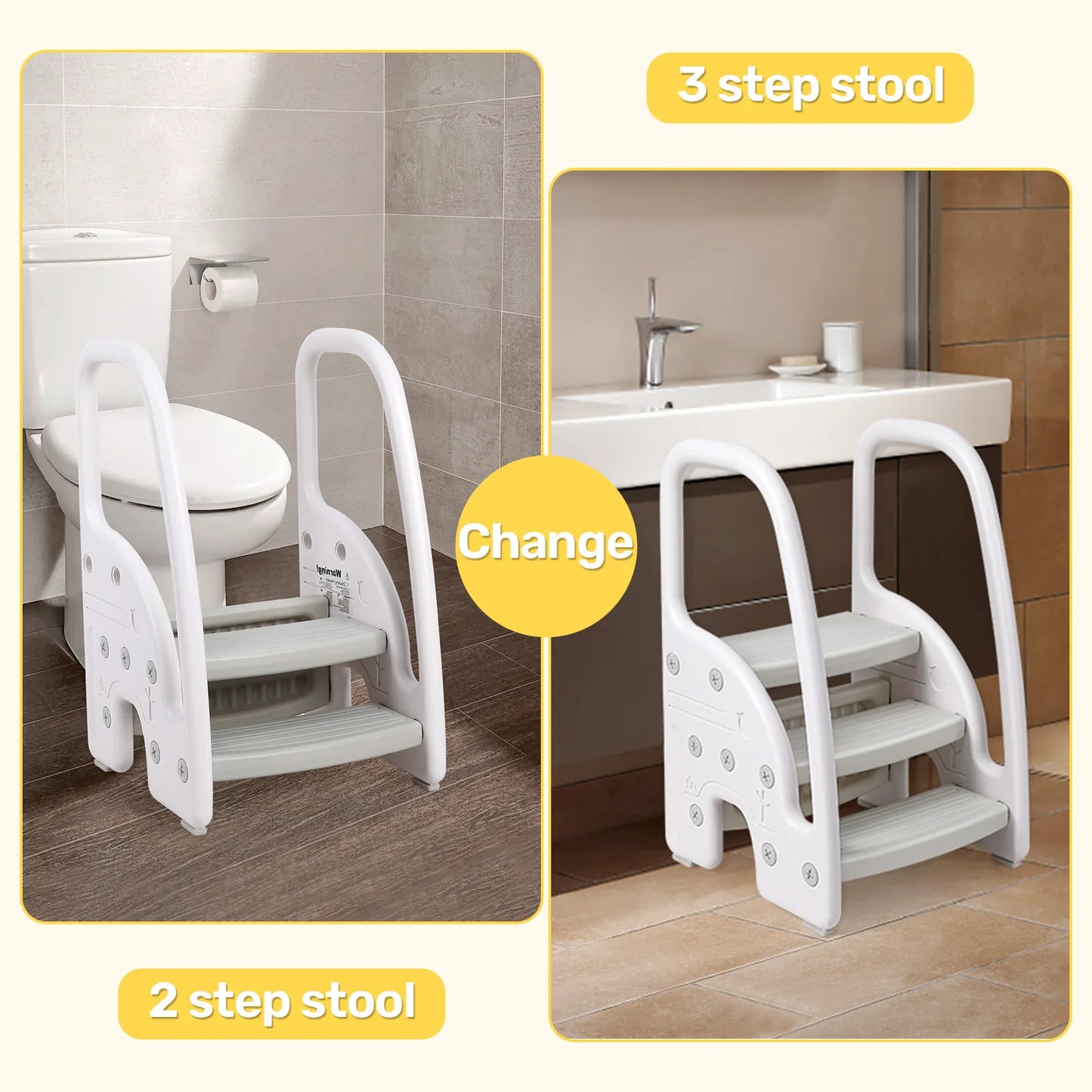 Toddler Step Stool With Handles 3-Tier For Bathroom Counter - Home and Haven Store