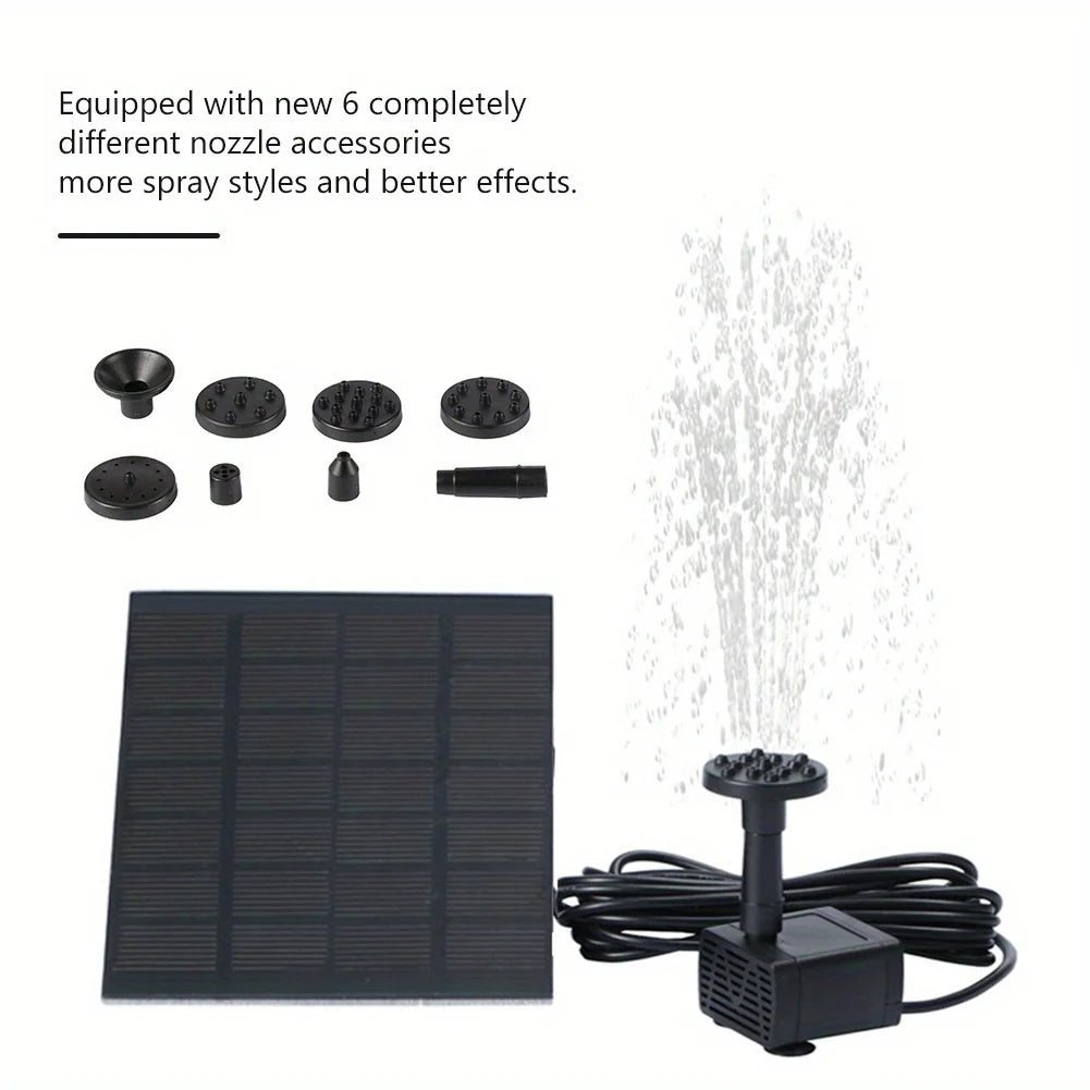 Solar Fountain With 6 Nozzles 1.4W Panel Floating Water Pump - Home and Haven Store