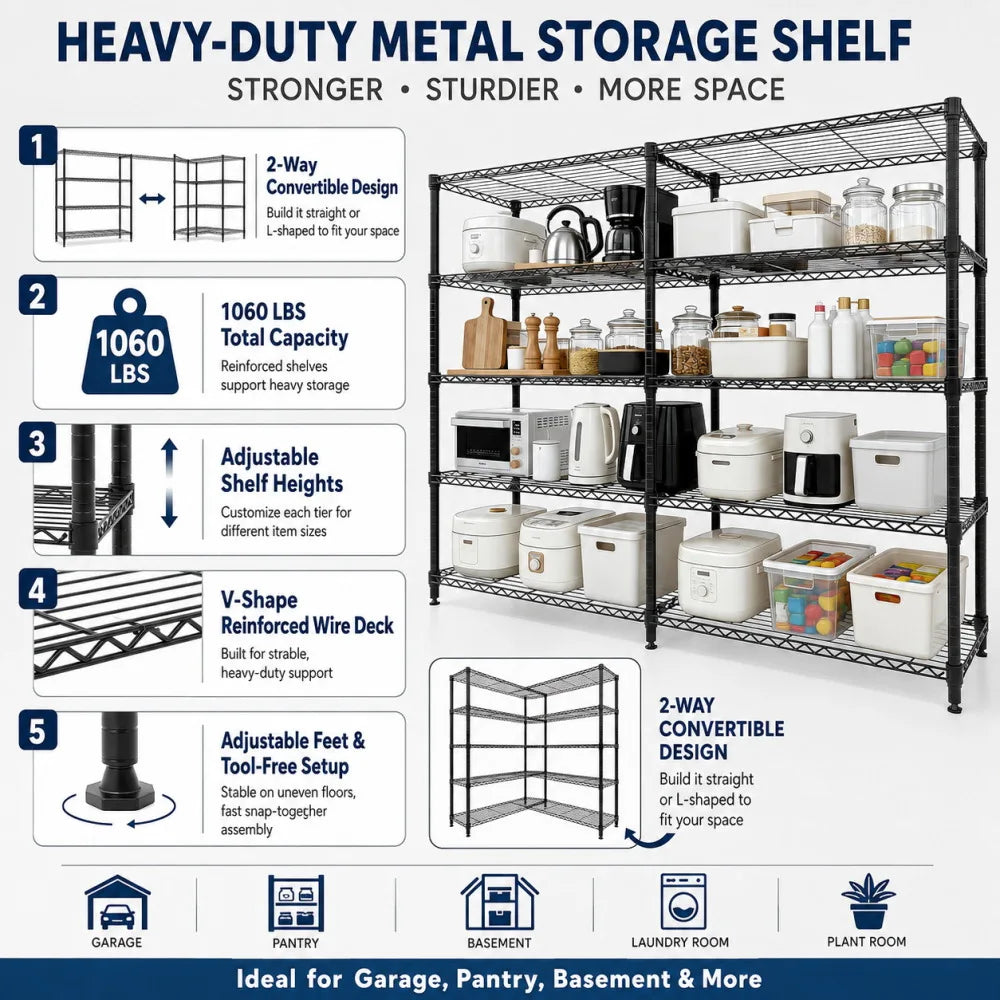 Heavy Duty Metal Storage Shelving Rack For Garage Organization