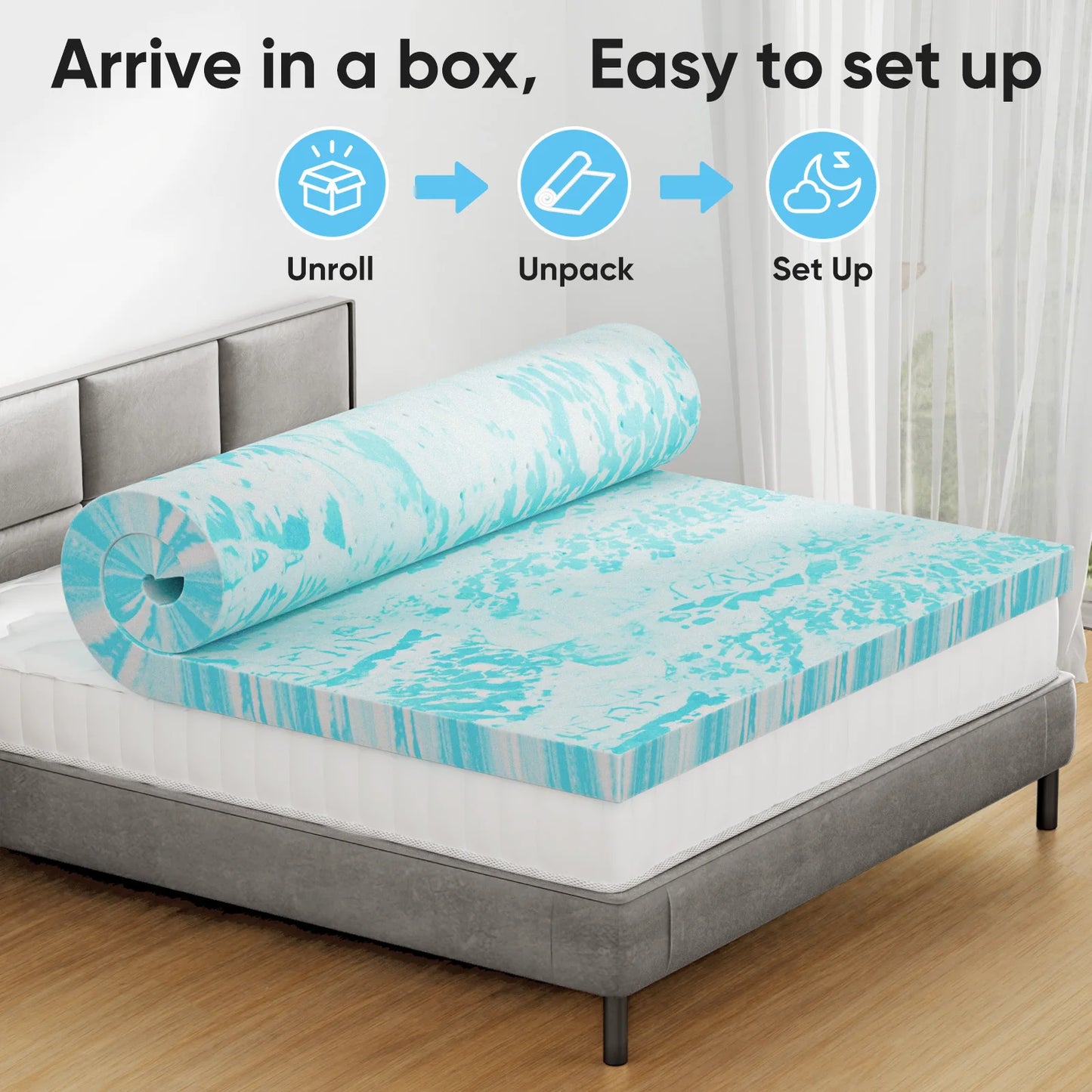 JHK Gel Cooling Memory Foam Mattress Topper Soft And Breathable - Home and Haven Store