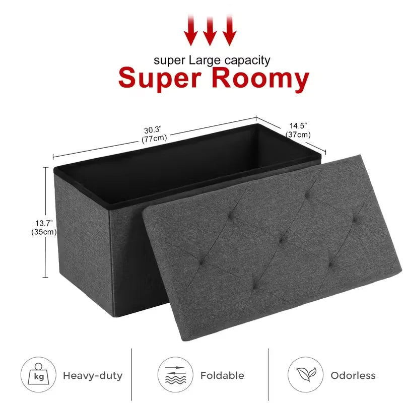 Sarenzonon Foldable Storage Ottoman Bench For Indoor Outdoor Seating
