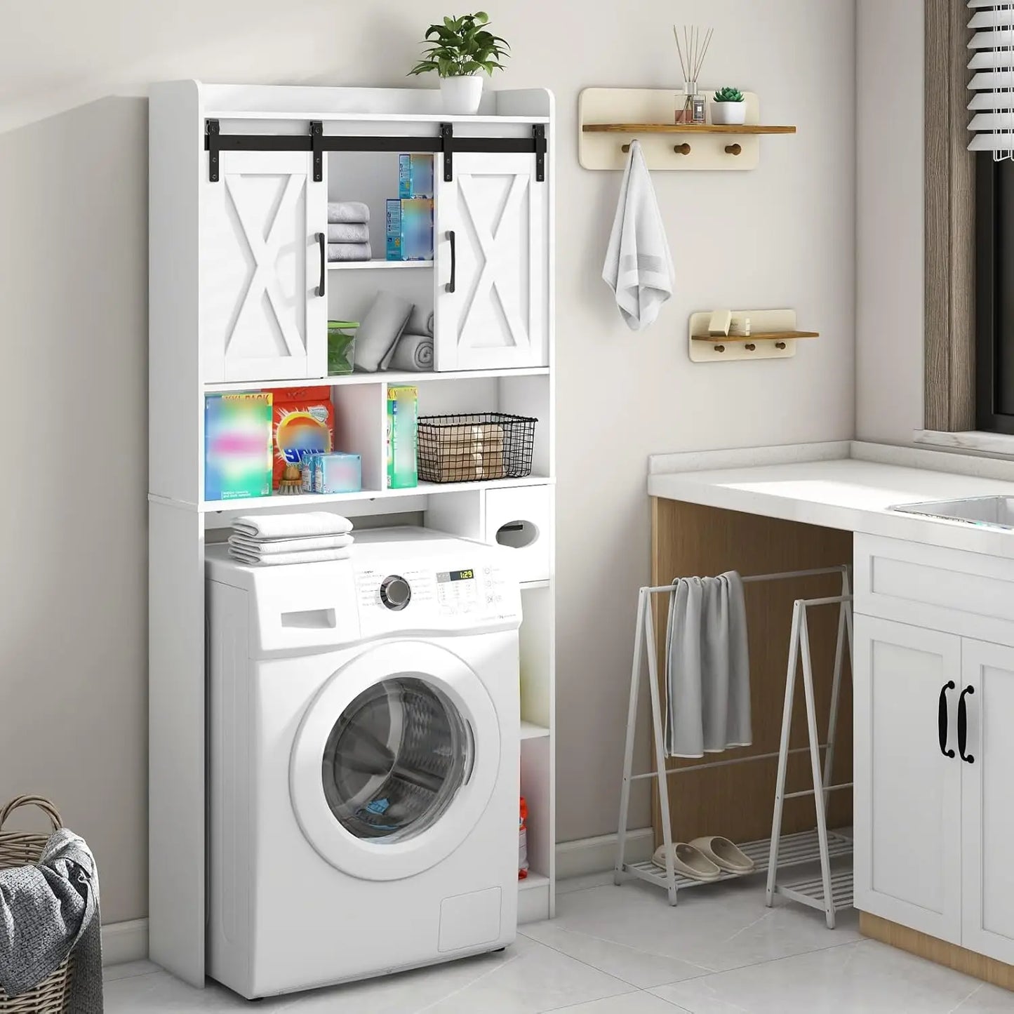 Over The Toilet Farmhouse Storage Cabinet With Sliding Doors - Home and Haven Store