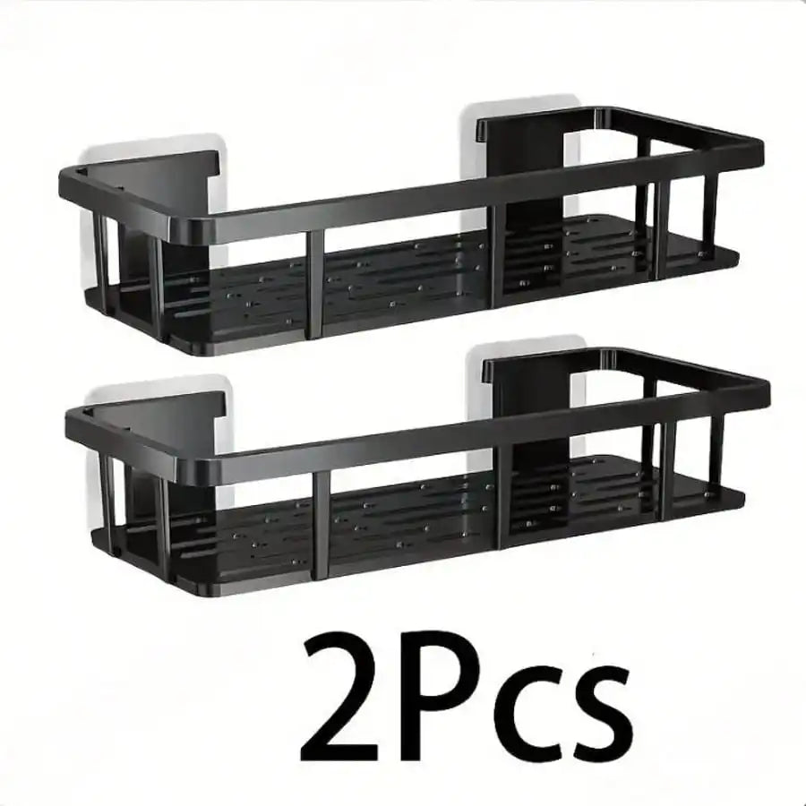 Drill Free Wall Mounted Aluminum Bathroom Storage Shelf