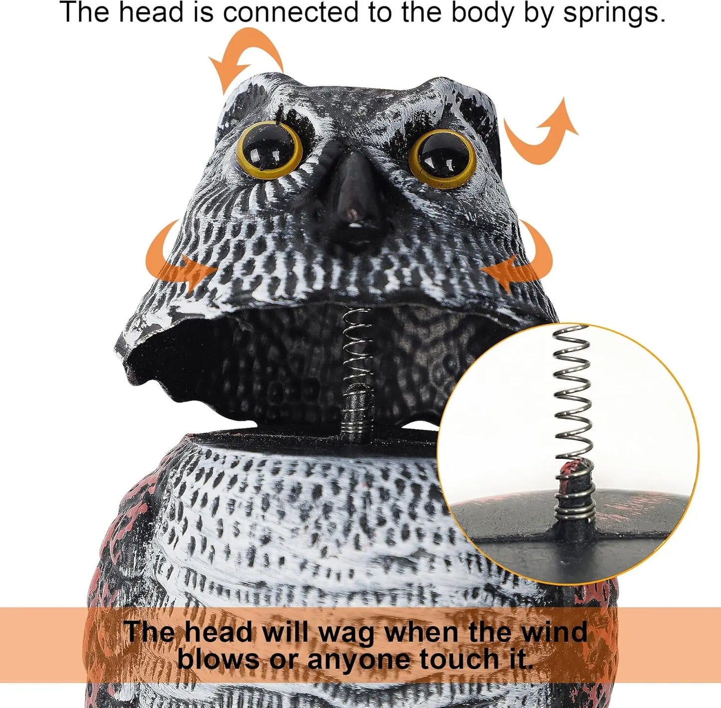 3 Pack Mini Horned Owl Bird Deterrents Plastic Decoys