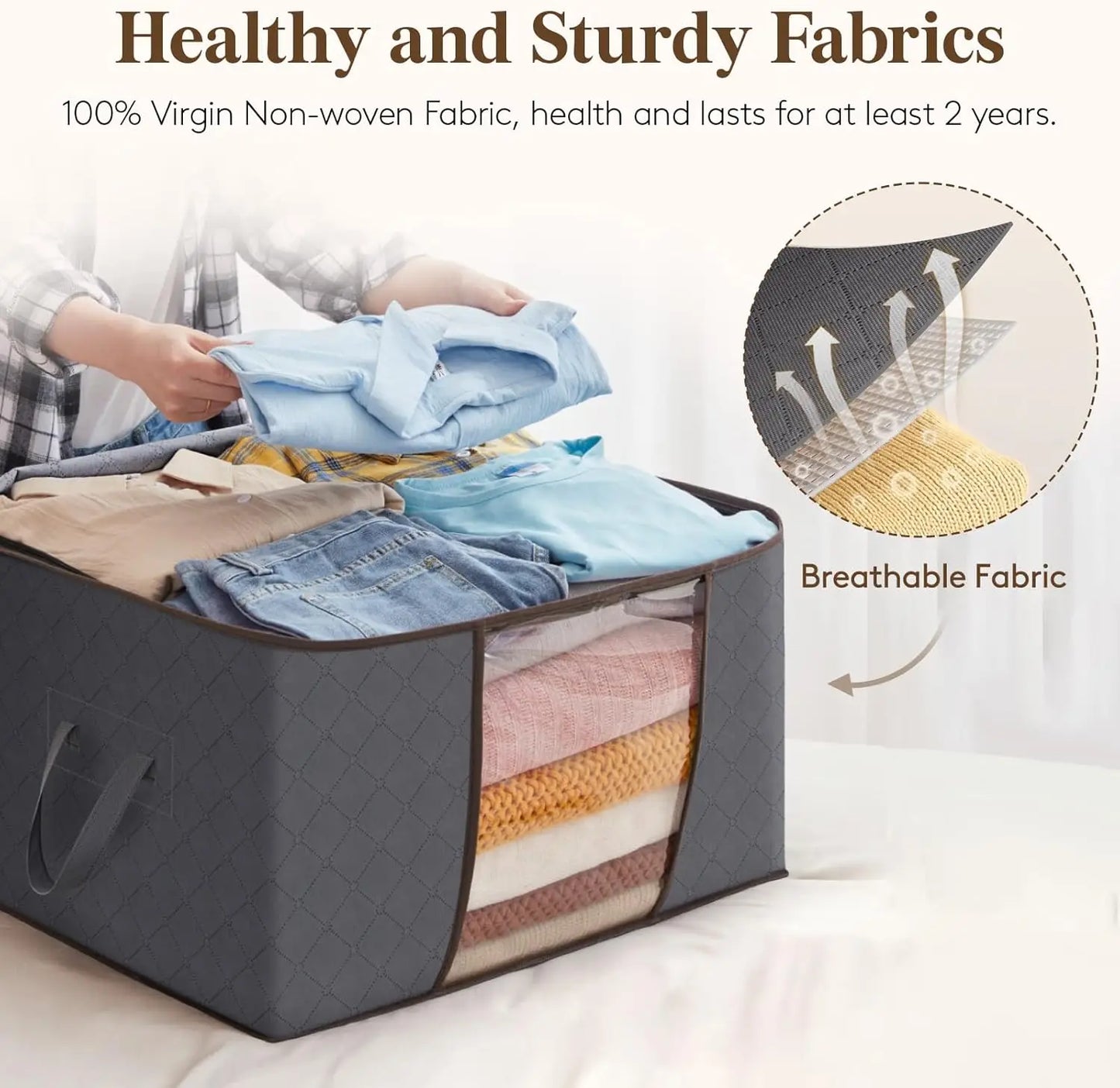6 Pack Foldable Clothes Storage Bins With Lids And Window