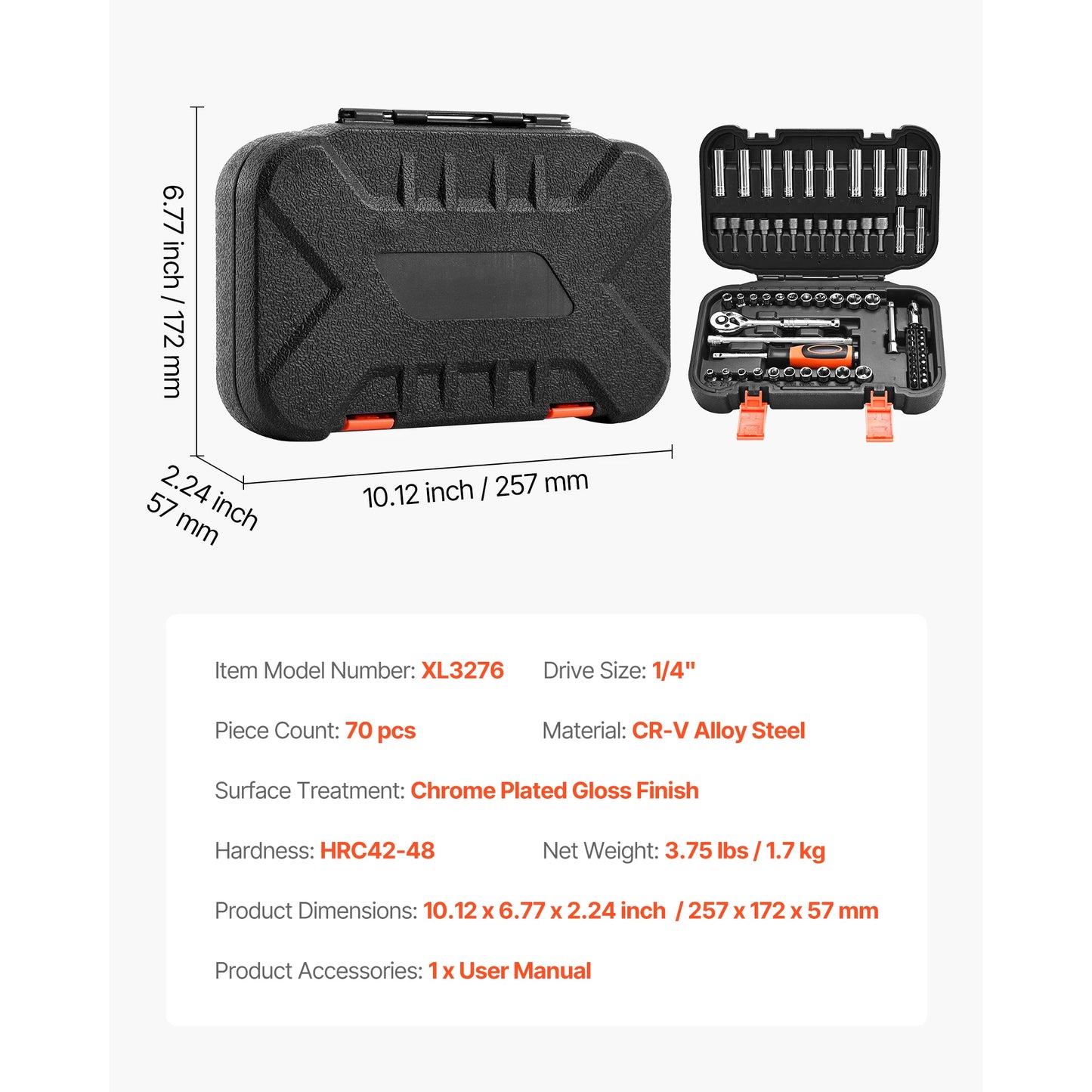 SucceBuy Socket Set With Ratchet Wrench SAE And Metric