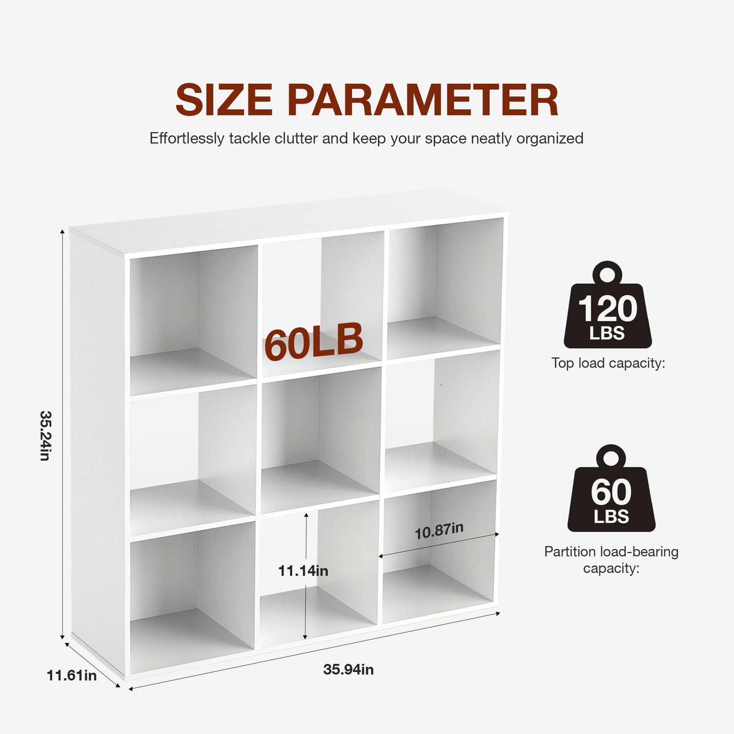 JHK Modern Wooden 9 Cube Storage Organizer Bookshelf Unit
