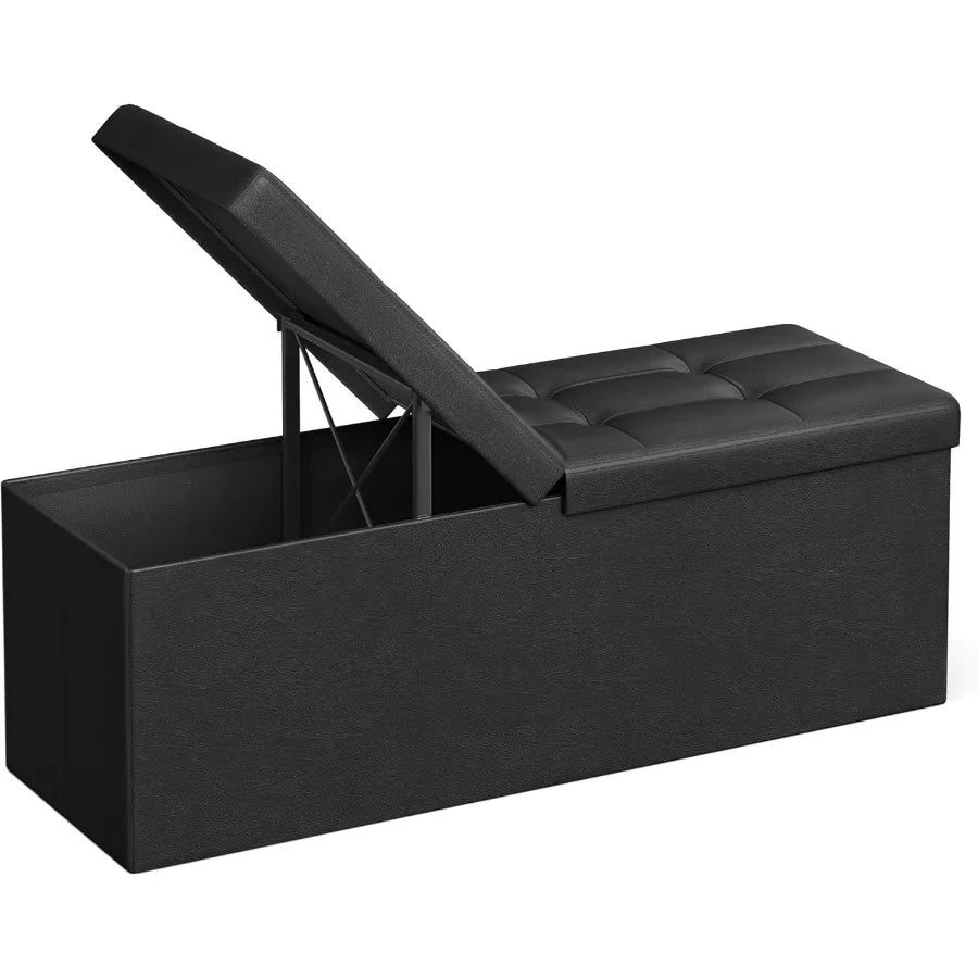 XIUWO Storage Ottoman Bench With Flip Lid And Iron Frame