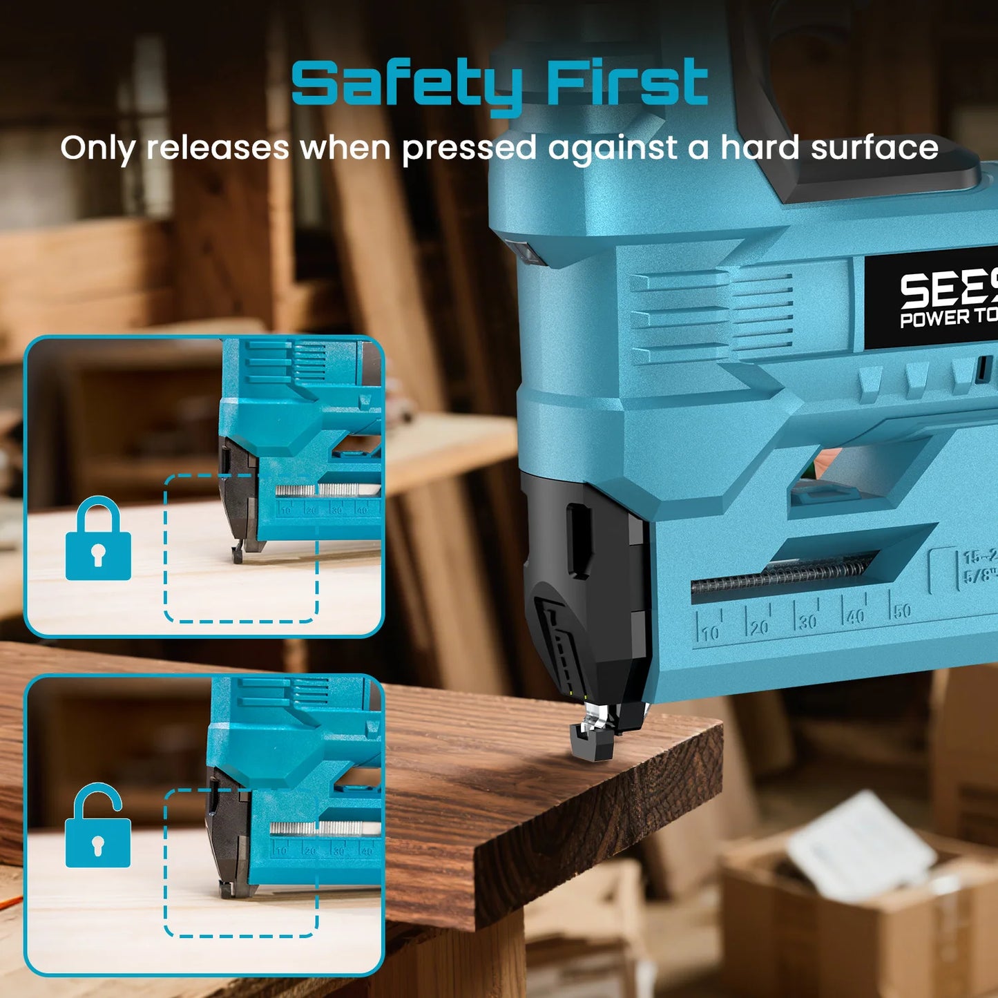 Seesii Cordless Brad Nail Gun With 1000 Nails And Batteries