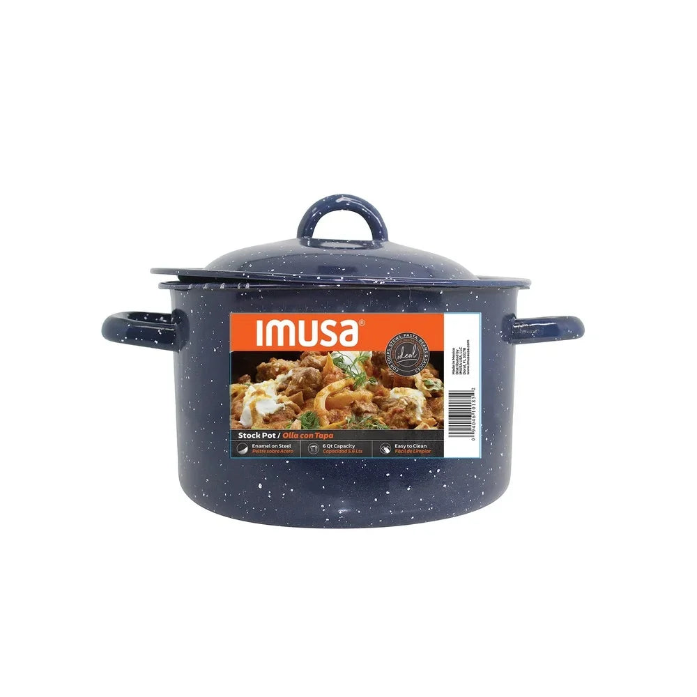 Enamel Stock Pot Durable Steel Oven Safe With Double Handles