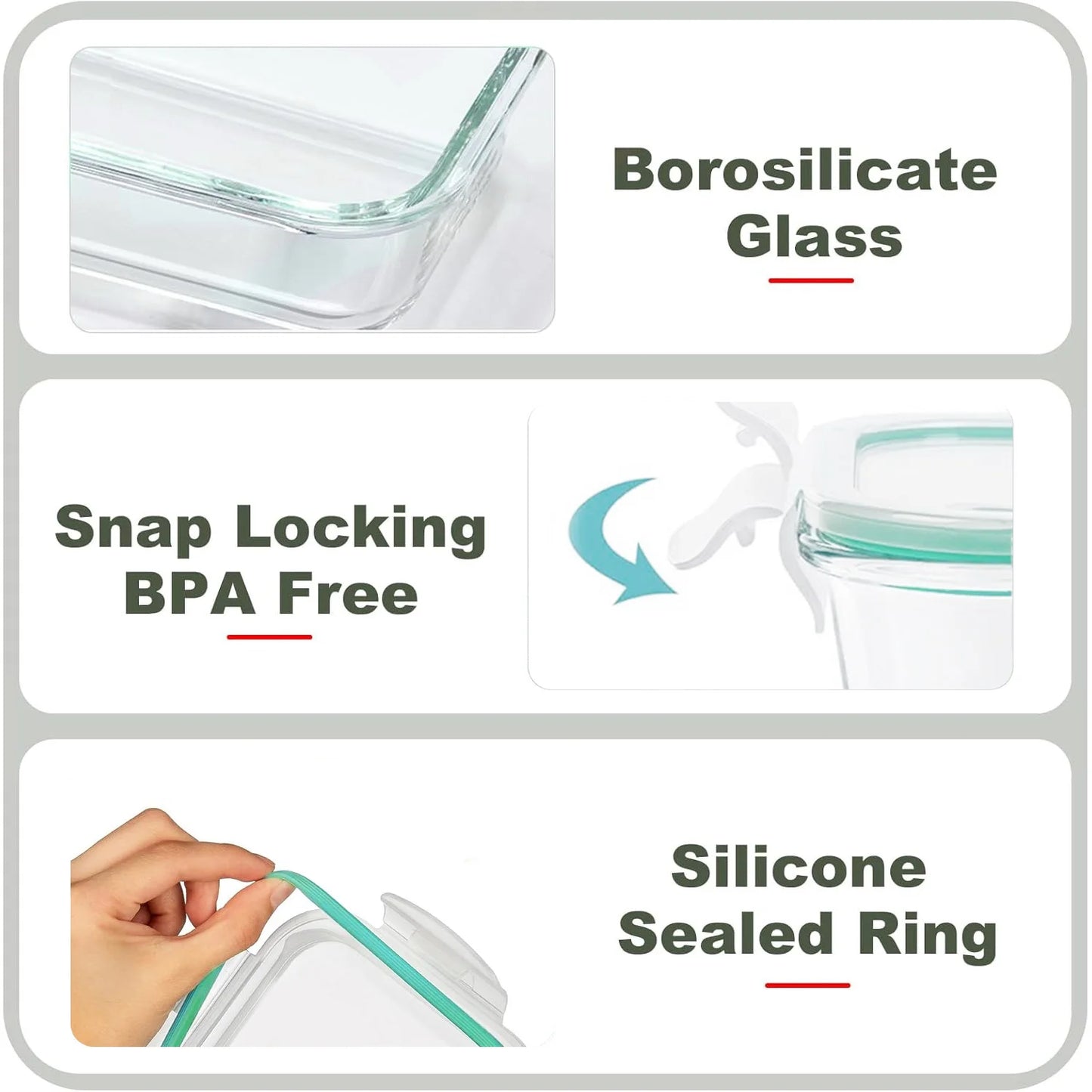 8-Piece Borosilicate Glass Food Storage Set, Leakproof And Stackable