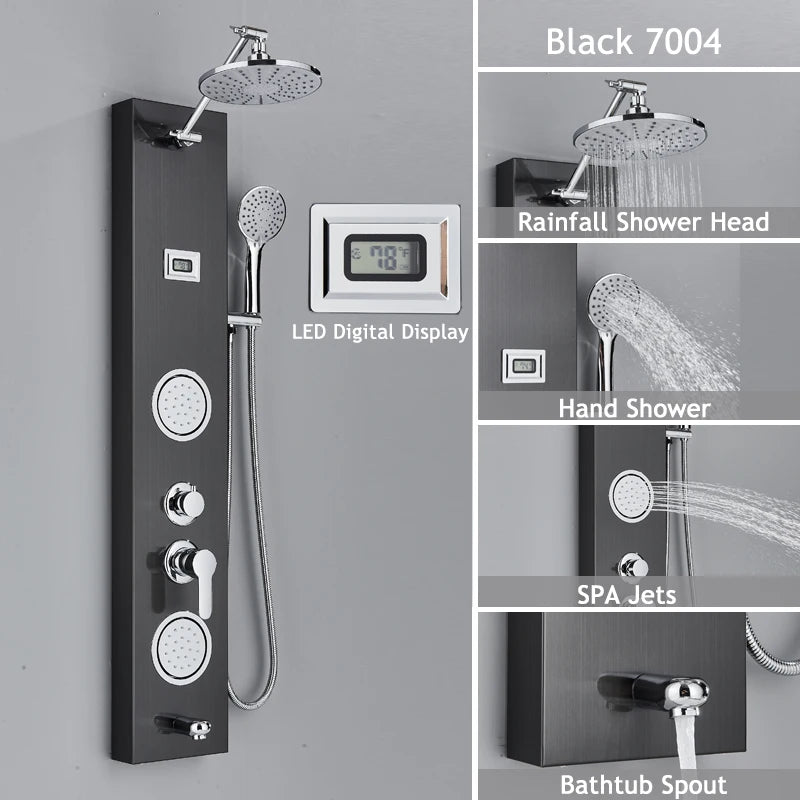 Shinessia Luxury Led Shower Panel With Dual Control Massage Jets
