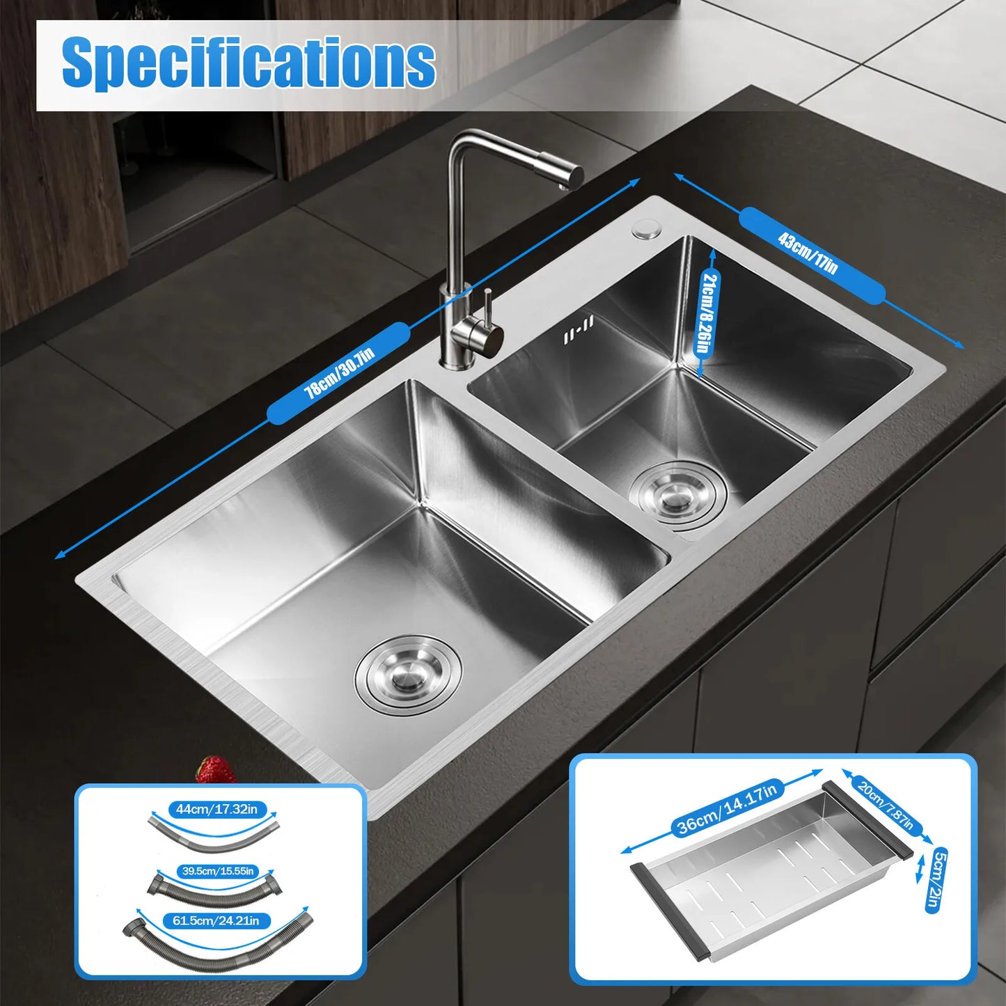 Stainless Steel Double Bowl Kitchen Sink With Noise Reduction - Home and Haven Store