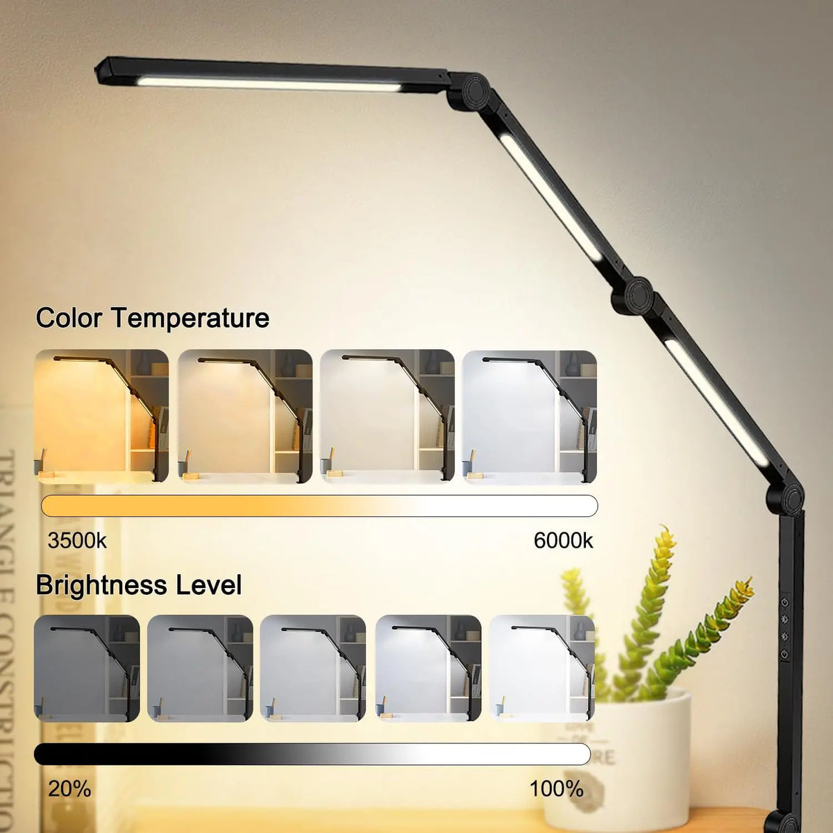 LED Desk Lamp With Flexible Swing Arm And Touch Control