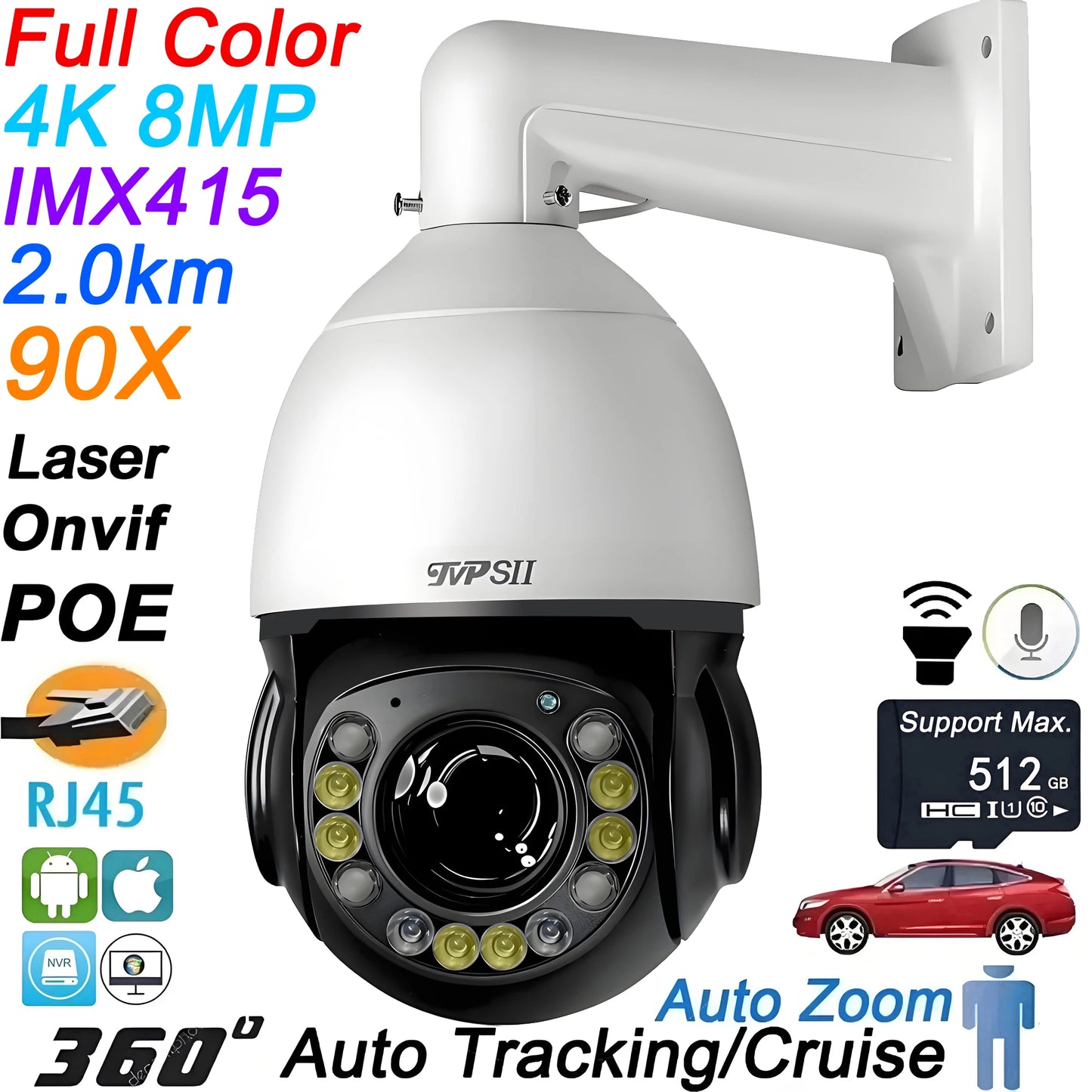 TVPSii Laser Infrared Full Color Auto Tracking PTZ Surveillance Camera