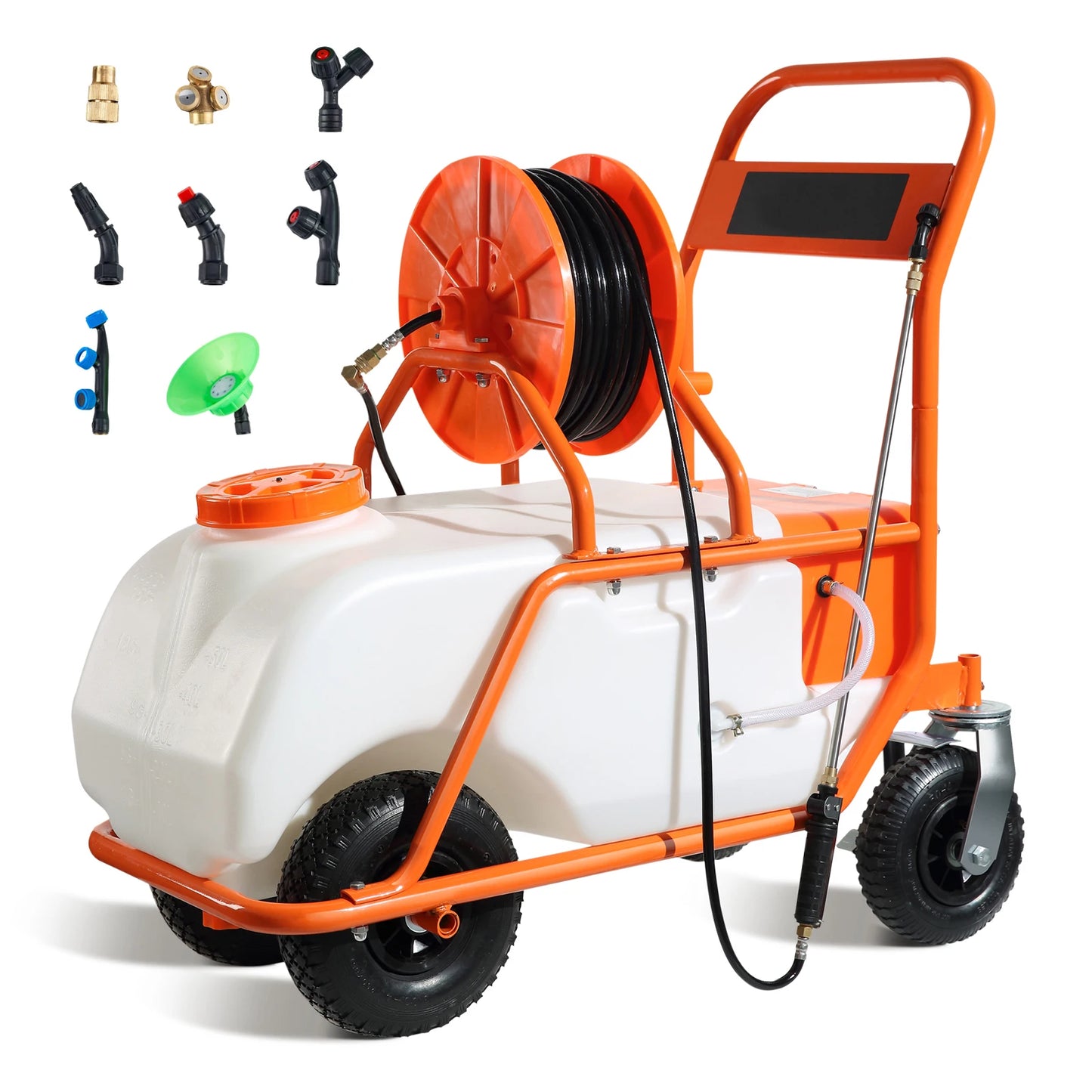 SucceBuy Battery Powered Weed Sprayer With Wheeled Cart And Hose