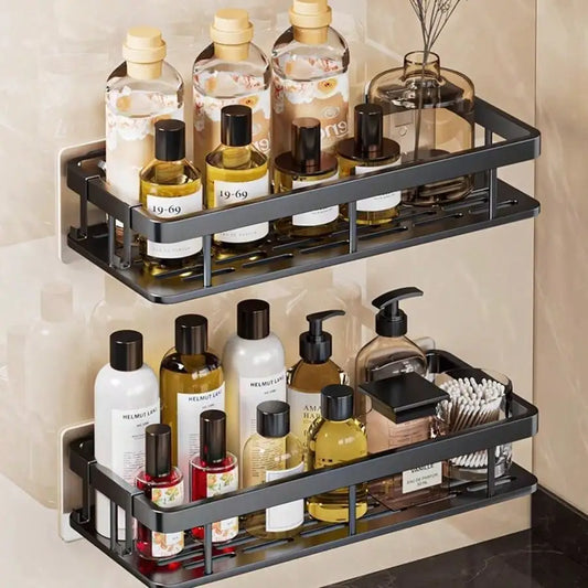 Drill Free Wall Mounted Aluminum Bathroom Storage Shelf