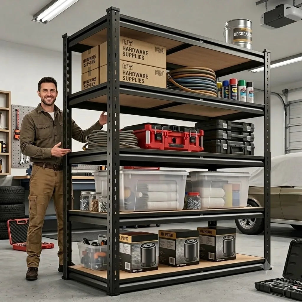 Heavy Duty Metal Storage Rack 5 Tier With MDF Shelves