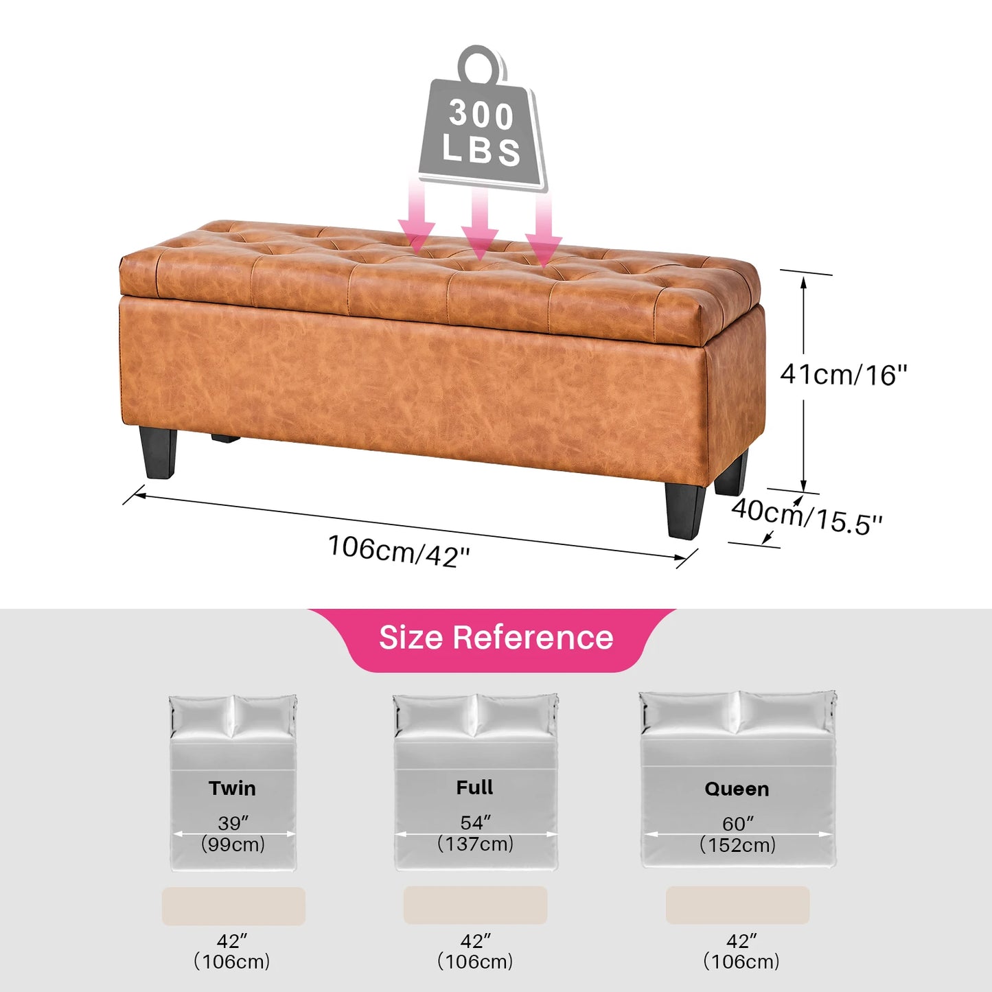 Redlife Tufted Storage Ottoman Bench With Flip Lid 66L - Home and Haven Store