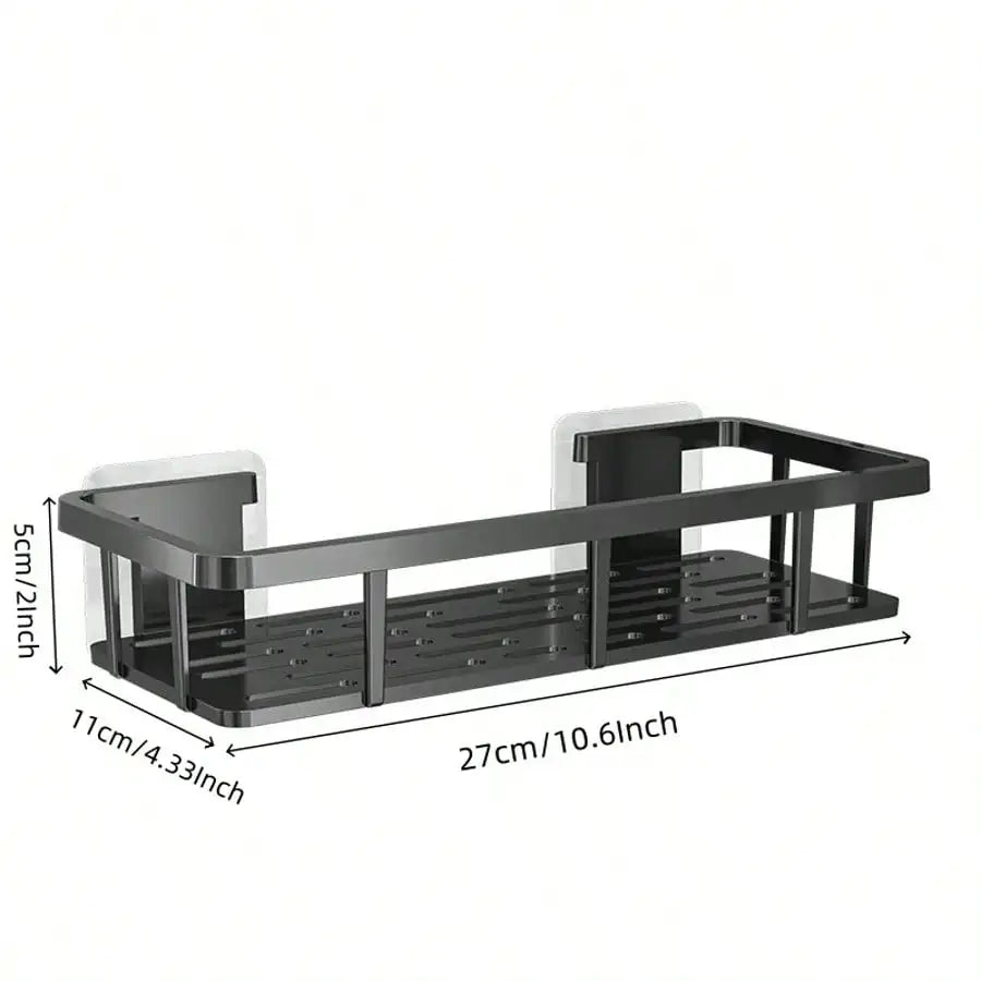 Drill Free Wall Mounted Aluminum Bathroom Storage Shelf