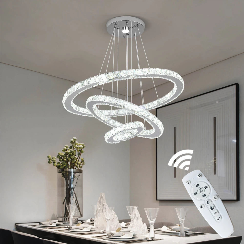 Vinilky Iron Crystal Pendant Chandelier With Lustre And Remote Control