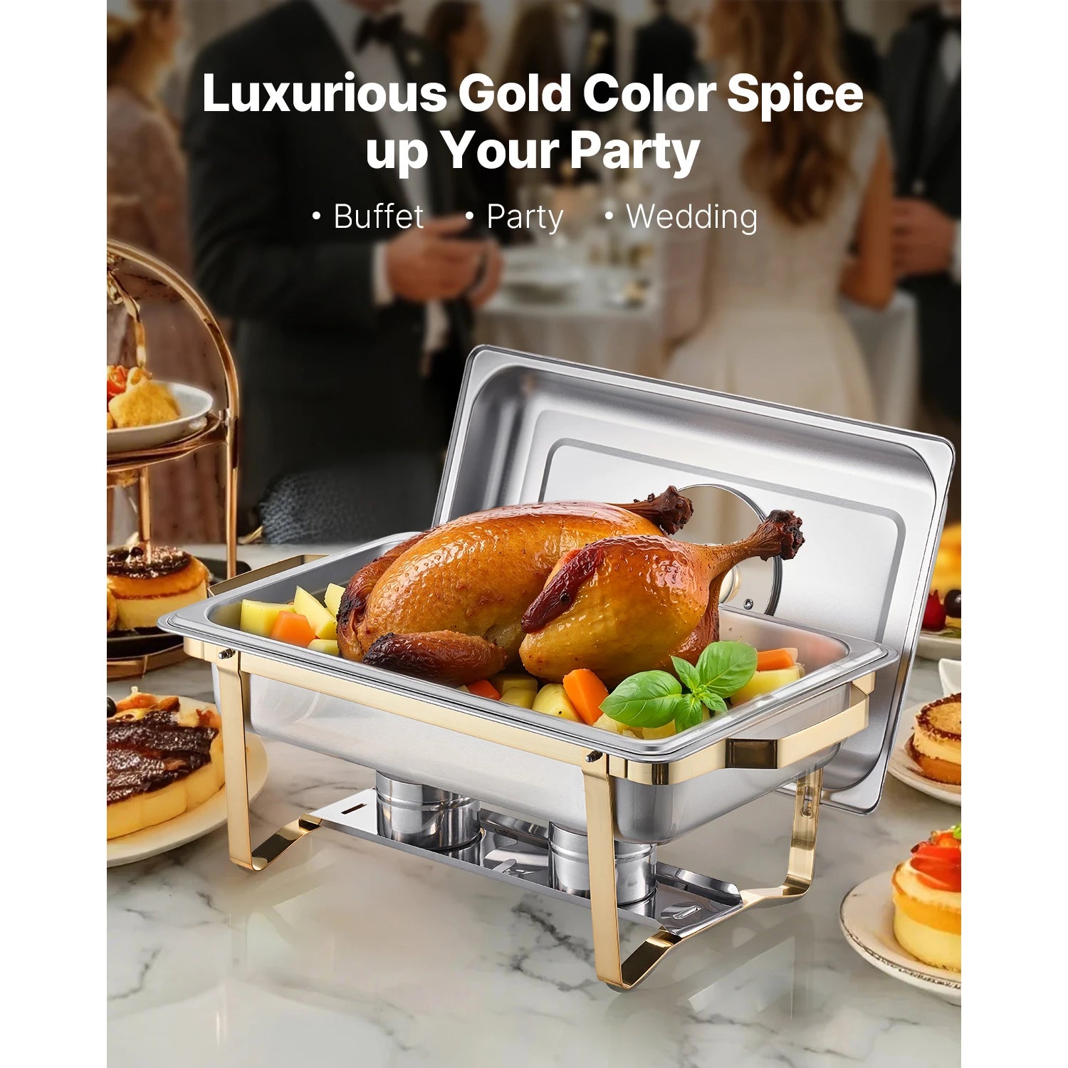 SucceBuy Stainless Steel Chafing Dish Buffet Set With 4 Pans - Home and Haven Store