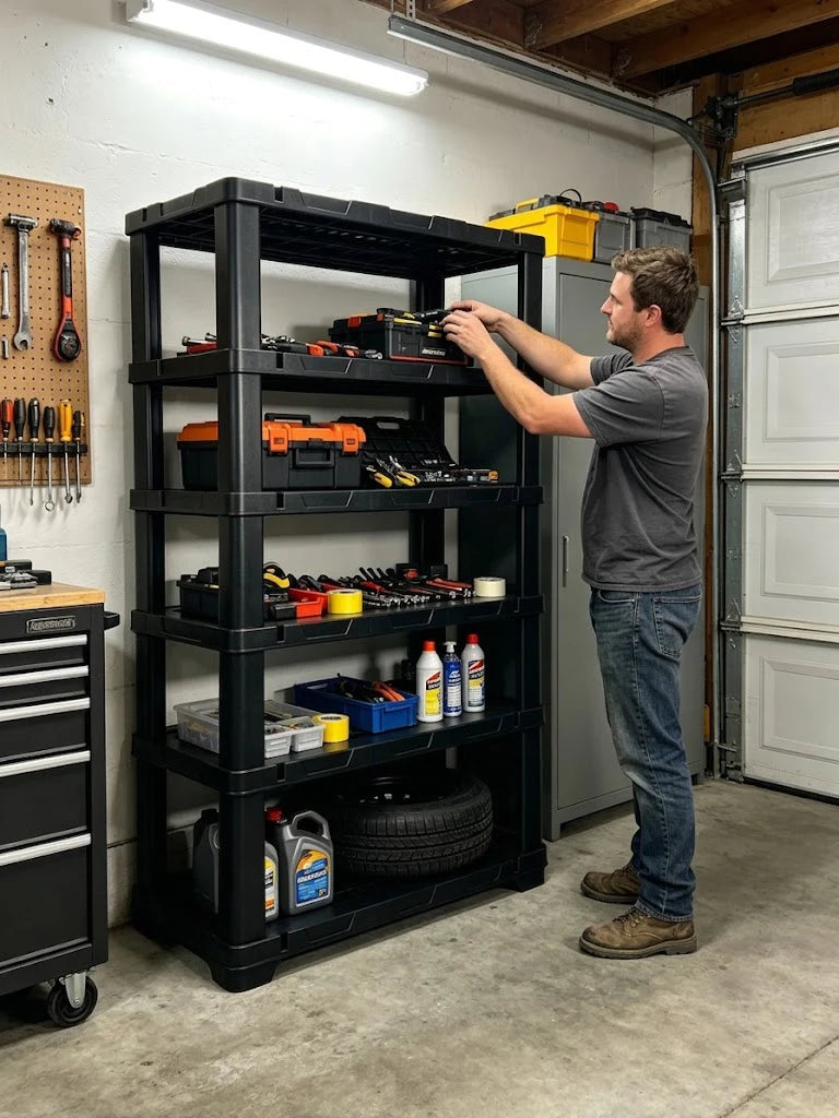 Heavy Duty Plastic Storage Shelving Rack For Home Organization