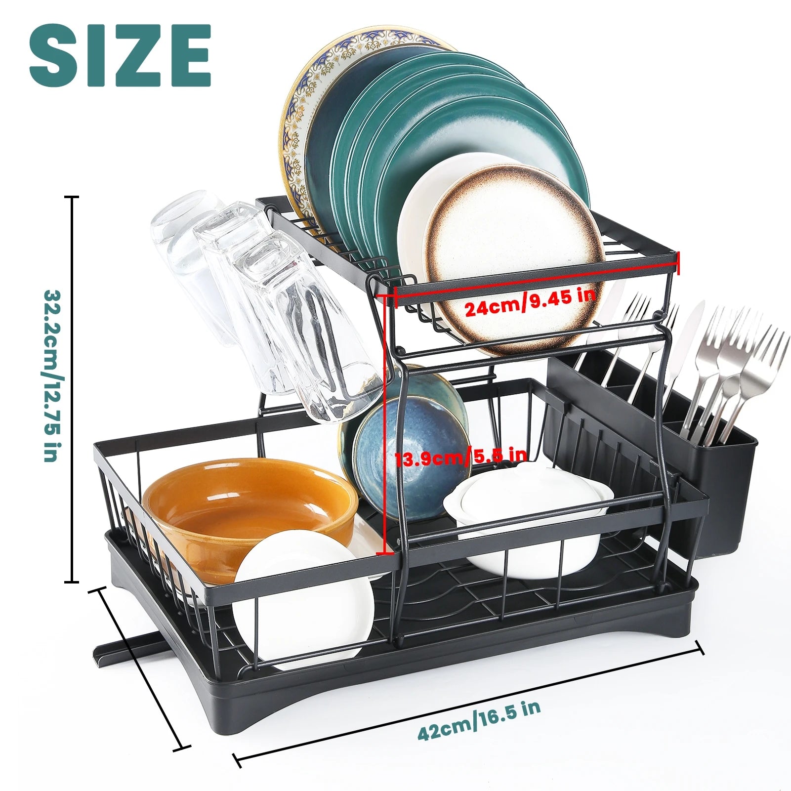 Two Tier Dish Drying Rack For Kitchen Countertop Removable Large Capacity - Home and Haven Store