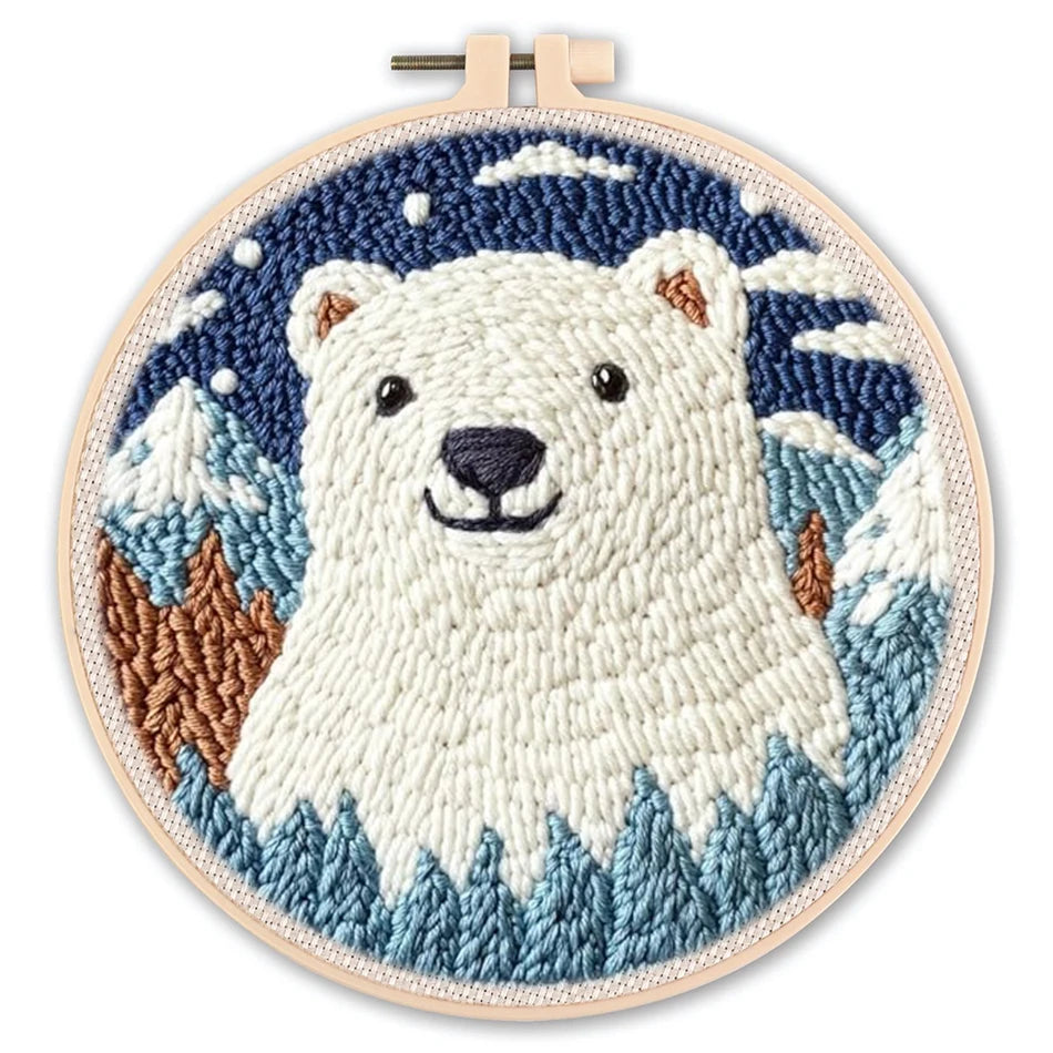 Diy Punch Needle Embroidery Starter Kit For Beginners Cartoon Animals - Home and Haven Store
