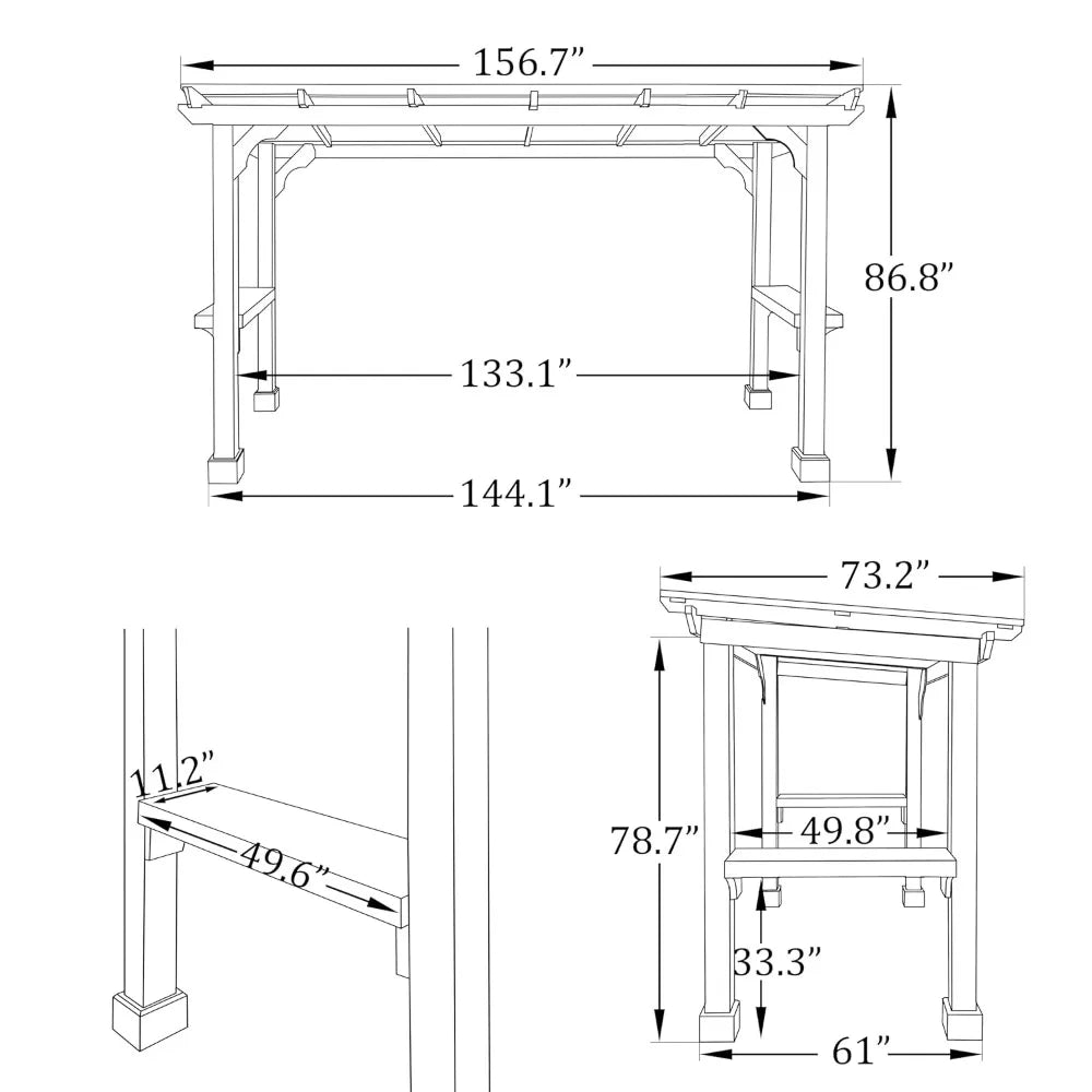 DUOFU Wood Grill Gazebo Sloping Metal Roof Heavy Duty Outdoor - Home and Haven Store